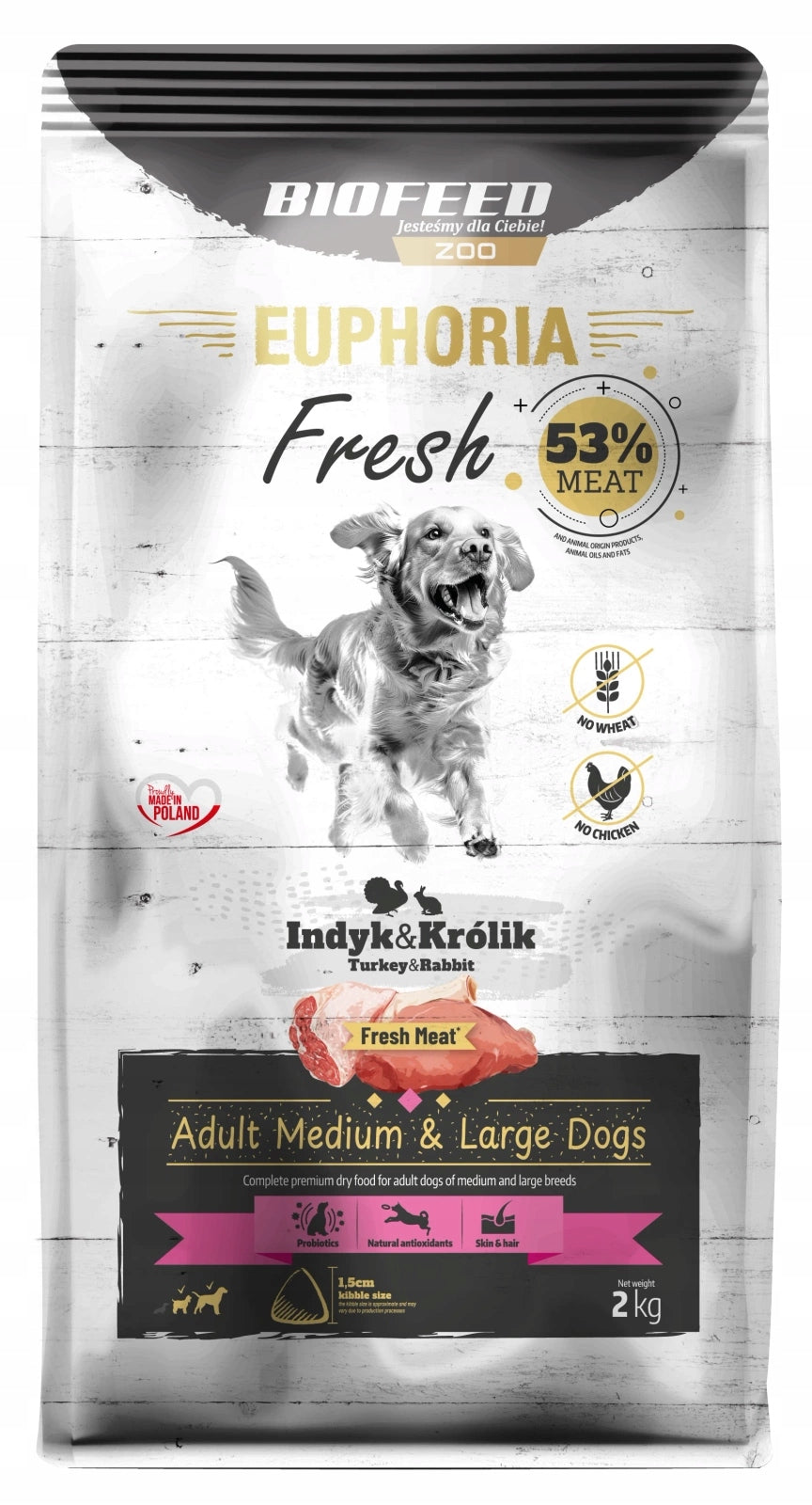 BIOFEED EUPHORIA Fresh Adult M/L turkey rabbit food for adult dog 2kg