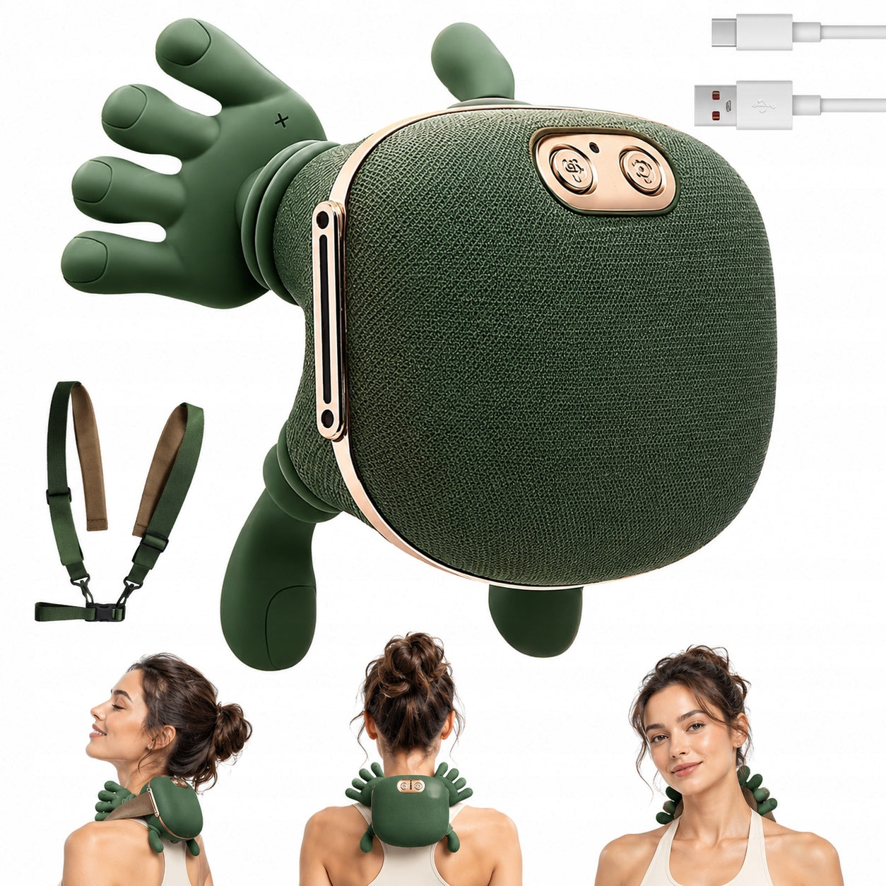 BIONIC 3D Neck Massager Calf Arms Heated Shiatsu Paws