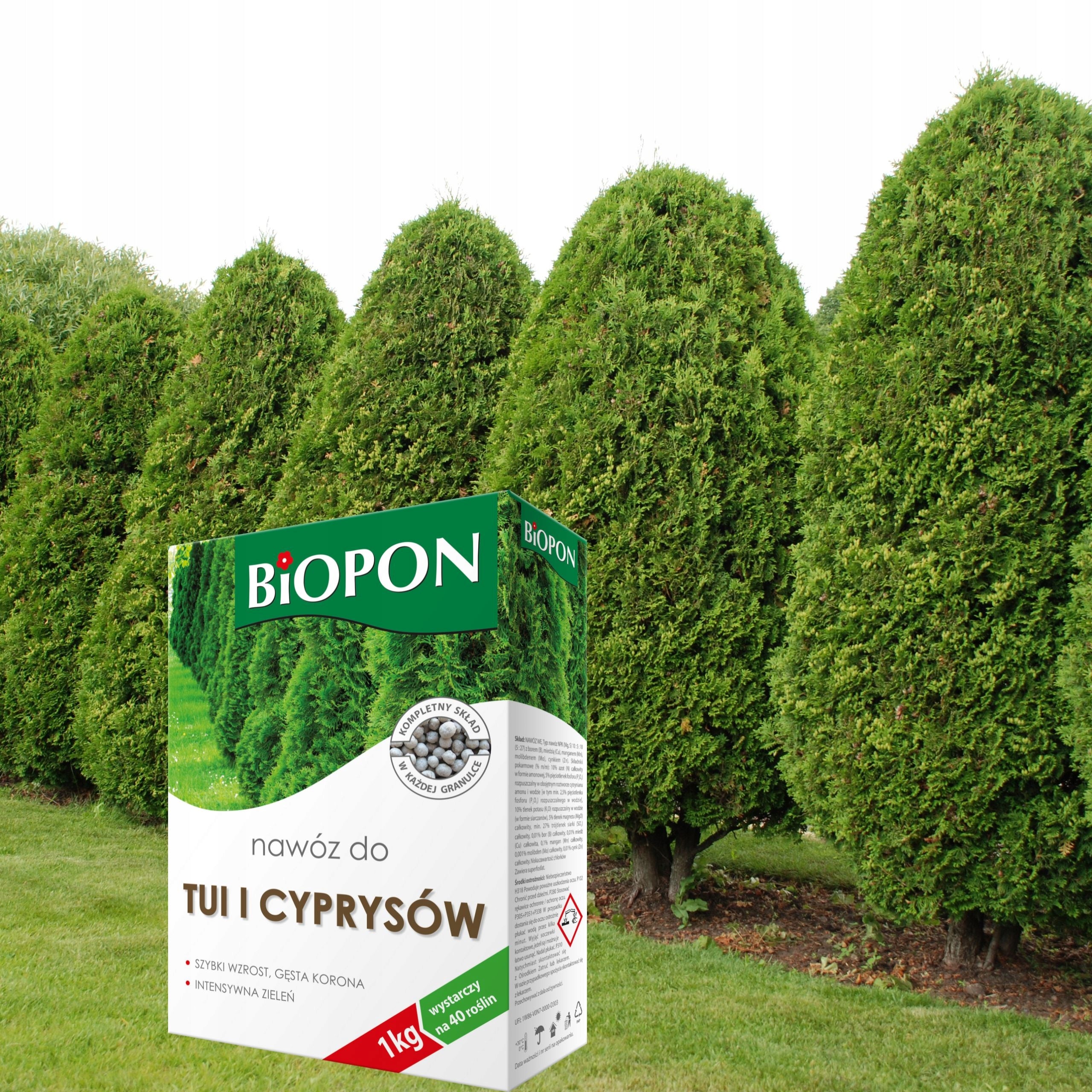 BIOPON FERTILIZER FOR THUJAS AND CYPRESSES GRANULES 1KG RAPID GROWTH DENSE CROWN Manufacturer code 1530