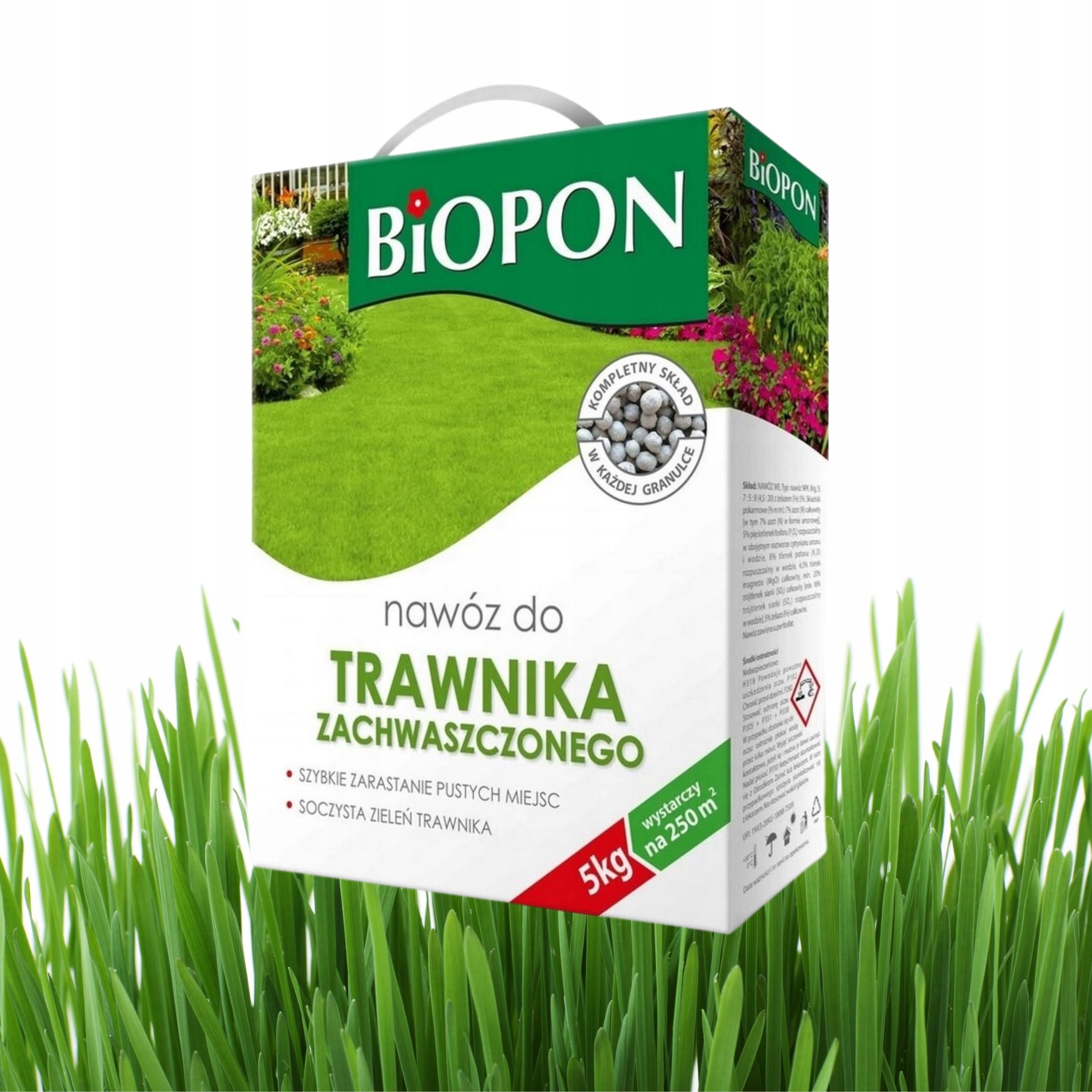 BIOPON FERTILIZER FOR WEEDED LAWN GRANULES 5KG ELIMINATES WEEDS Packaging status original