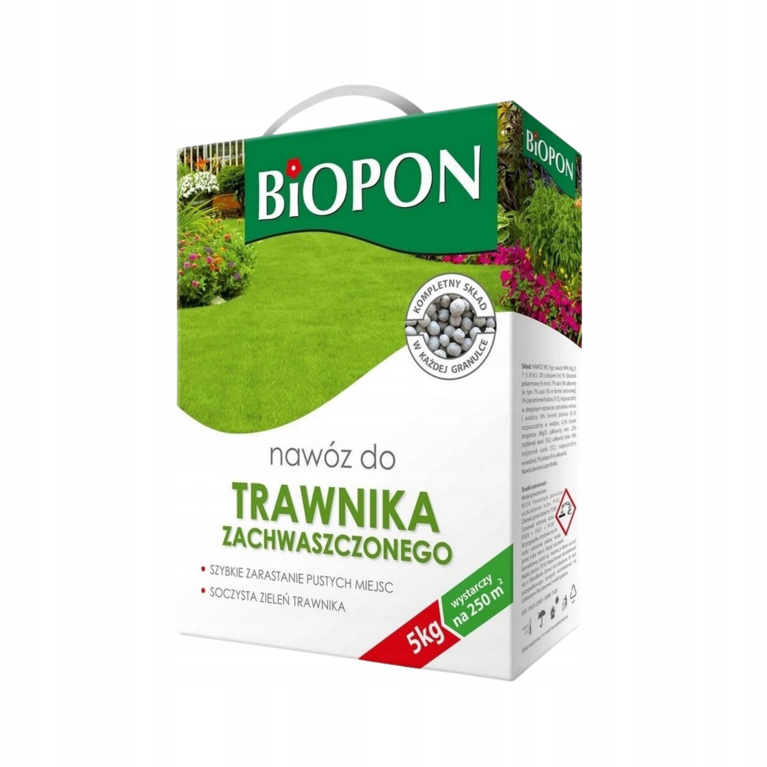 BIOPON FERTILIZER FOR WEEDED LAWN GRANULES 5KG ELIMINATES WEEDS