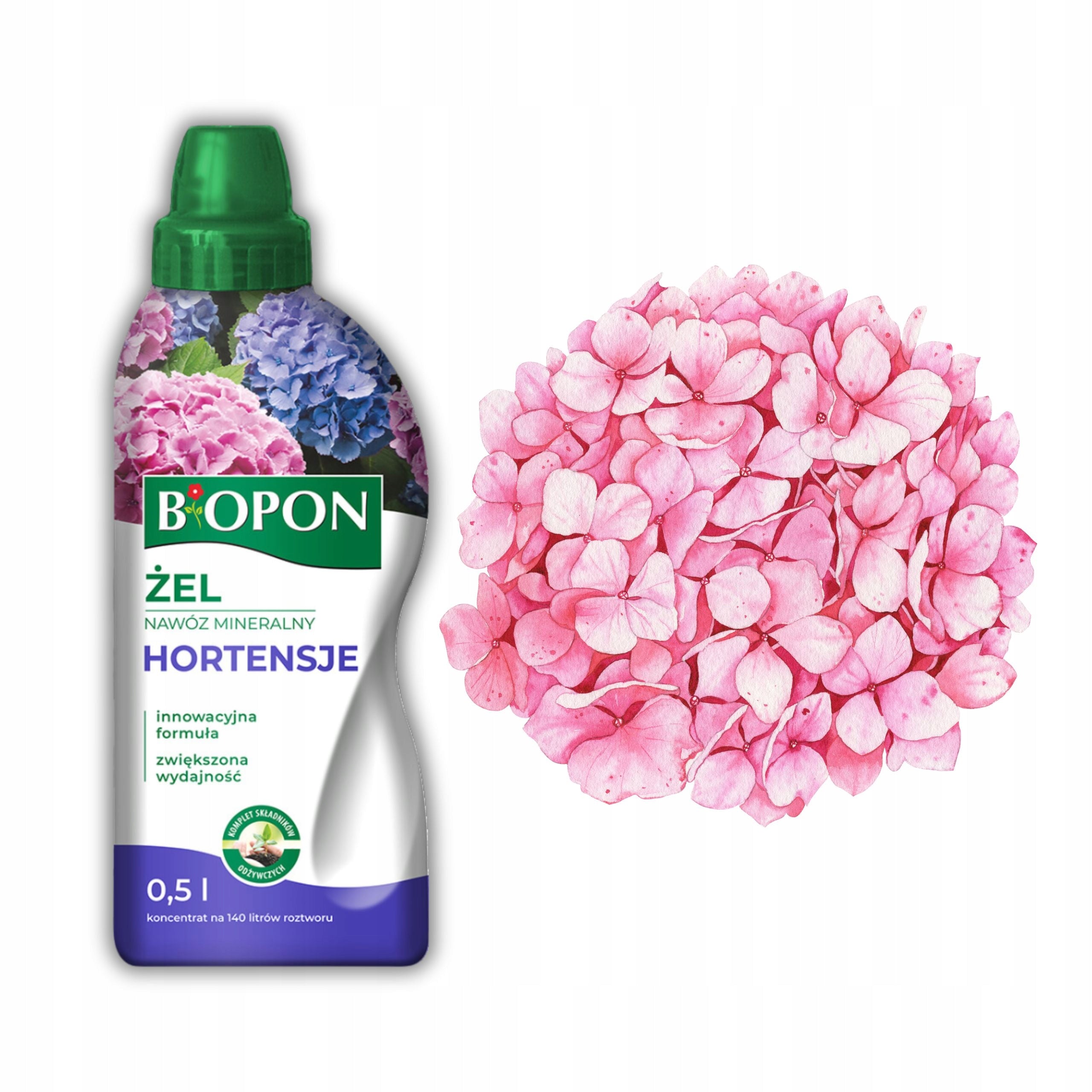 BIOPON MINERAL GEL FERTILIZER FOR HYDRANGEA 0,5L VERY EFFICIENT STAINING Manufacturer Bros