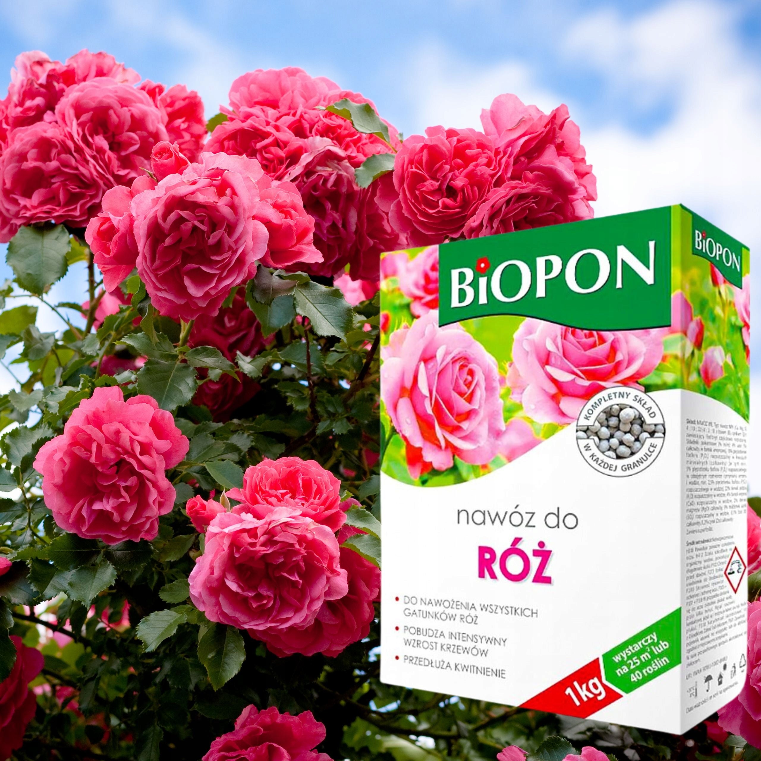 BIOPON ROSE FERTILIZER GRANULES 1KG ALL SPECIES OF ROSES PROLONG FLOWERING Manufacturer Bros