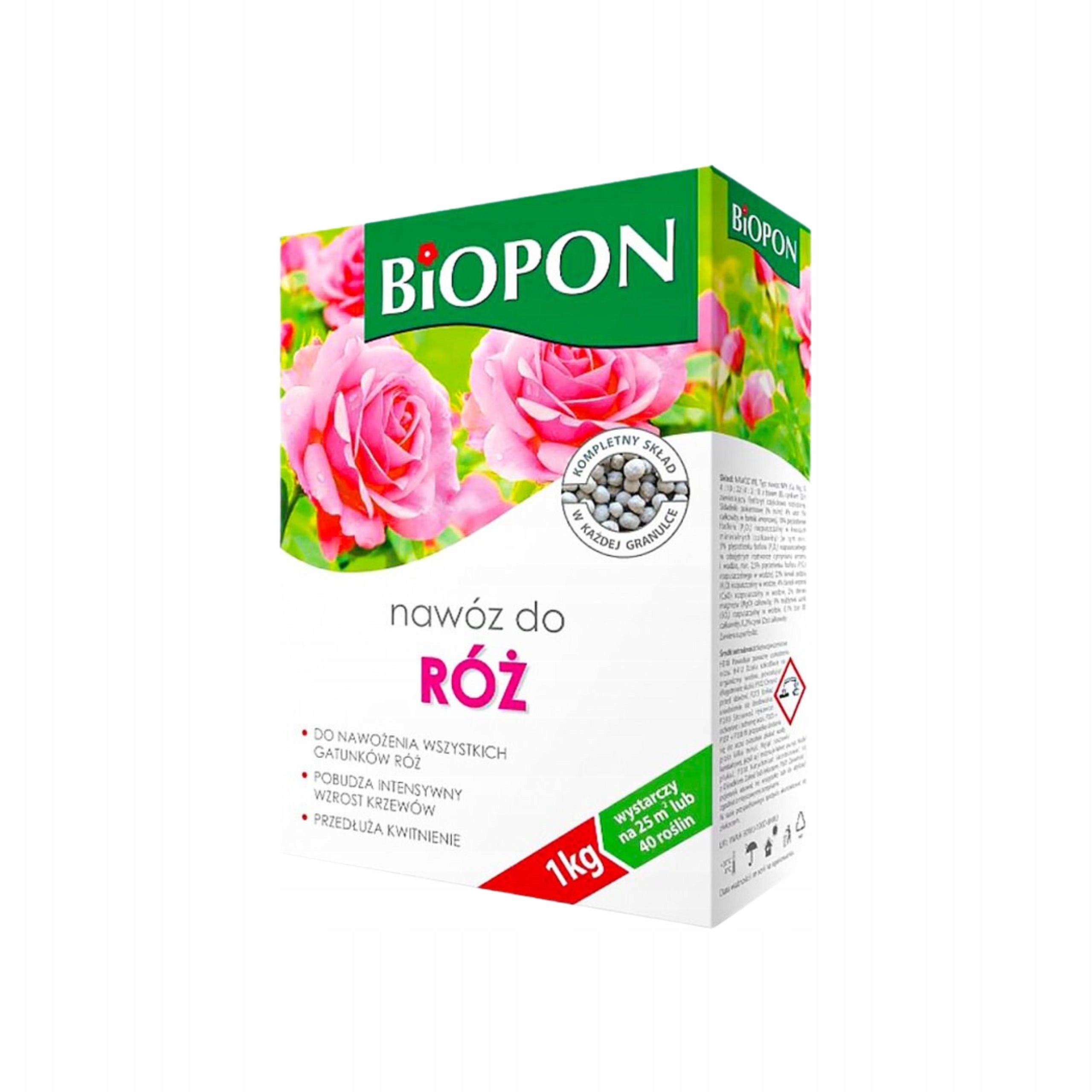 BIOPON ROSE FERTILIZER GRANULES 1KG ALL SPECIES OF ROSES PROLONG FLOWERING