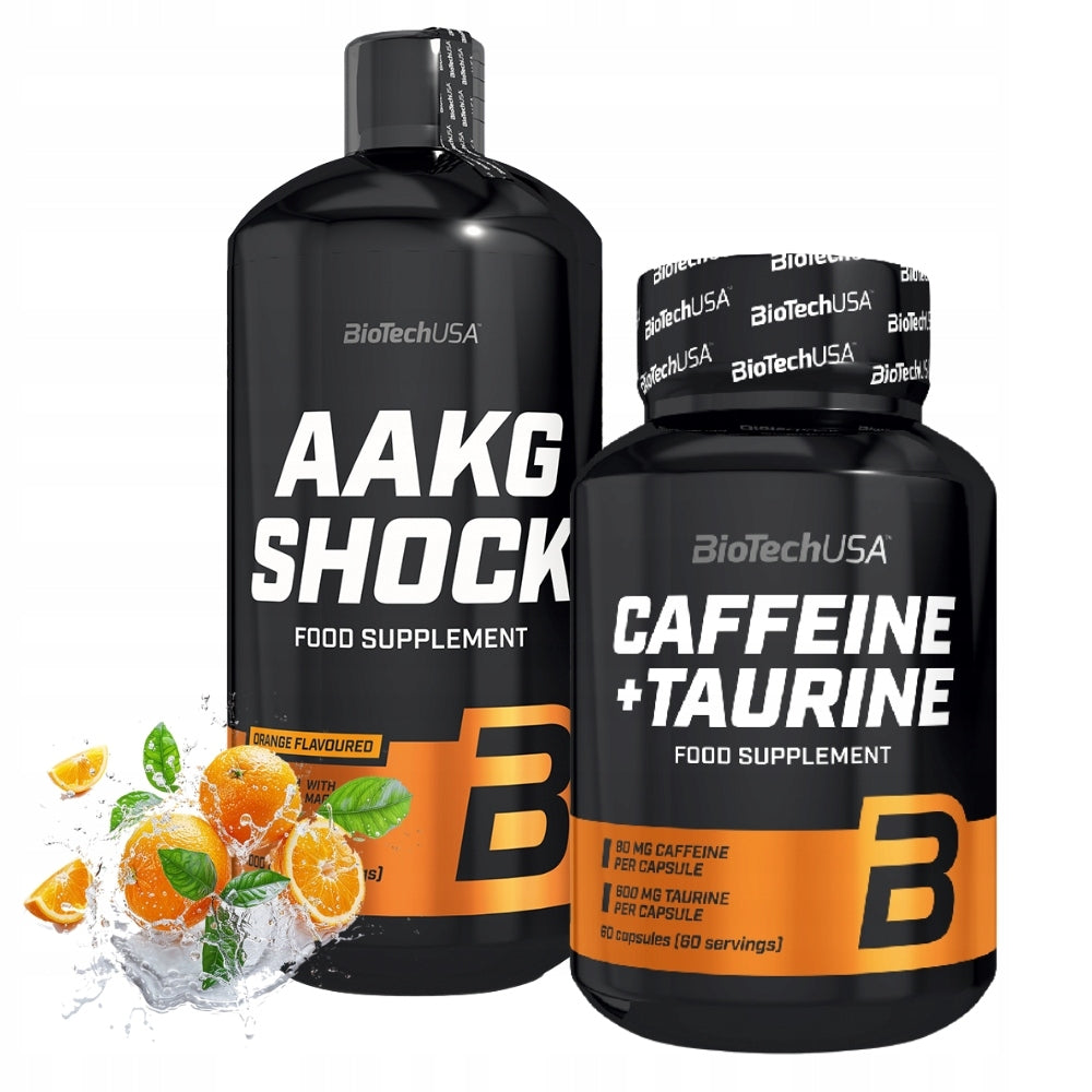 BIOTECH AAKG SHOCK 1000 ml + BIOTECH CAFEINE AND TAURINE 60 kaps– ENERGY