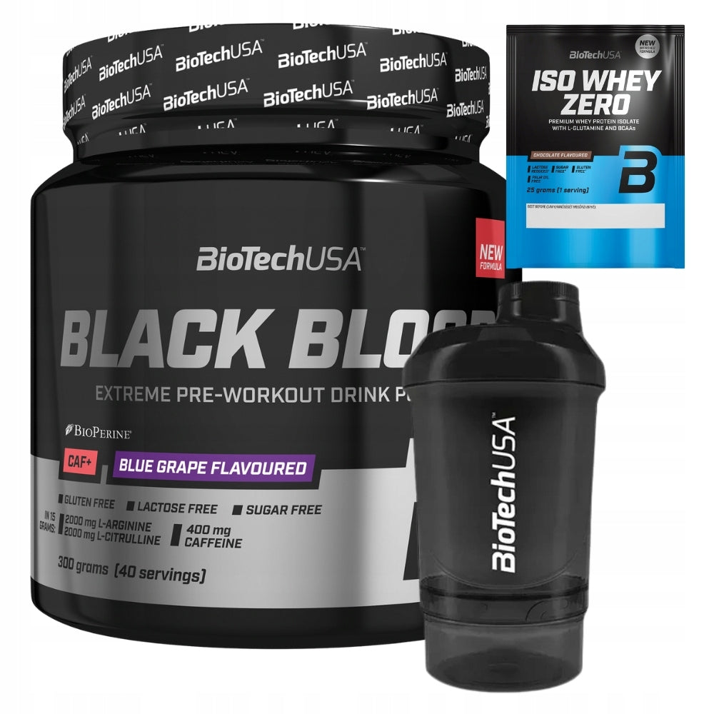 BIOTECH BLACK BLOOD CAF + 300 G WITH CAFFEINE+ BIOTECH Iso Whey Zero 25 g Expiration date at least six months from the date of purchase