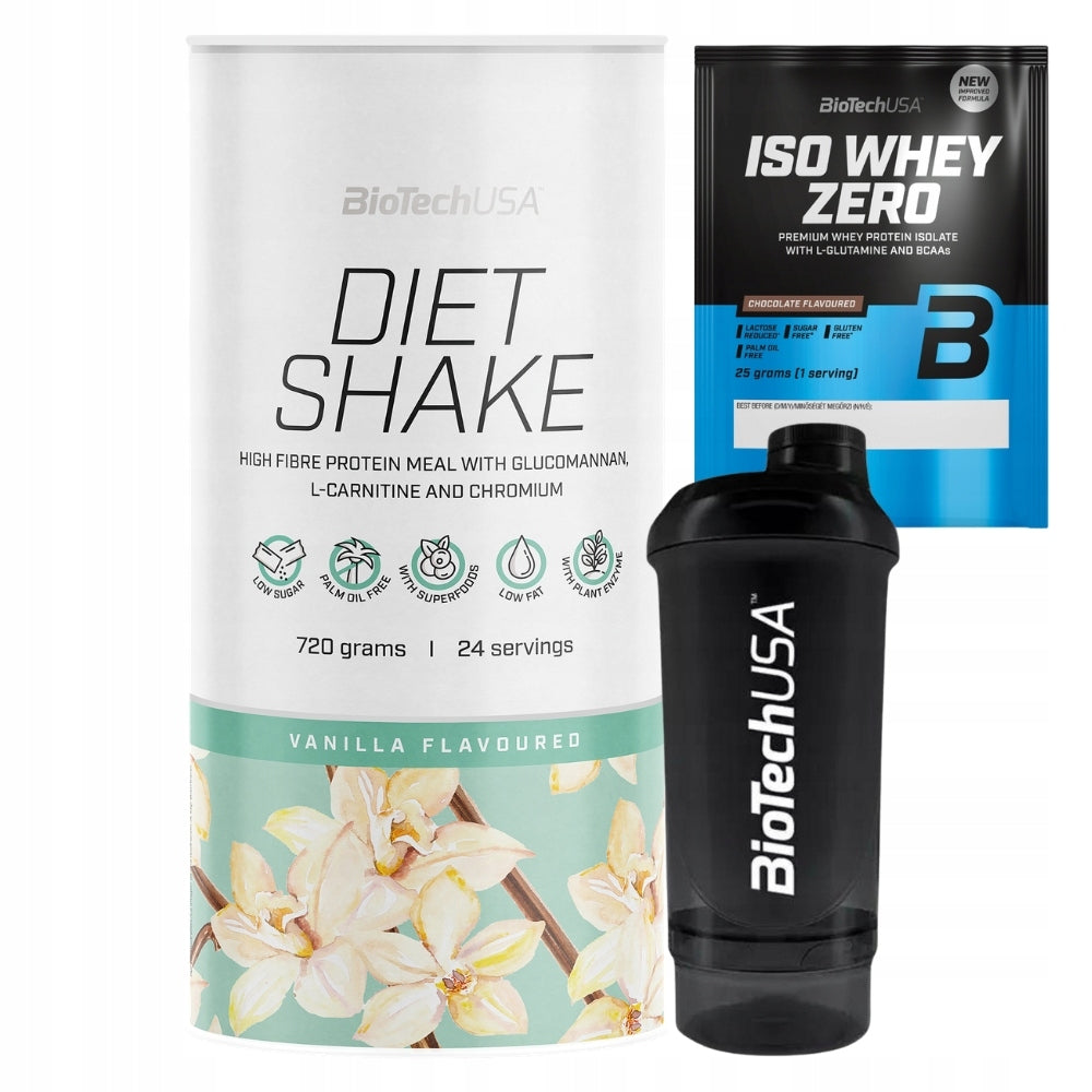 BIOTECH DIET SHAKE DRINK 720g + ISO WHEY ZERO 25 g + SHAKER WAVE + COMPACT Expiration date at least six months from the date of purchase