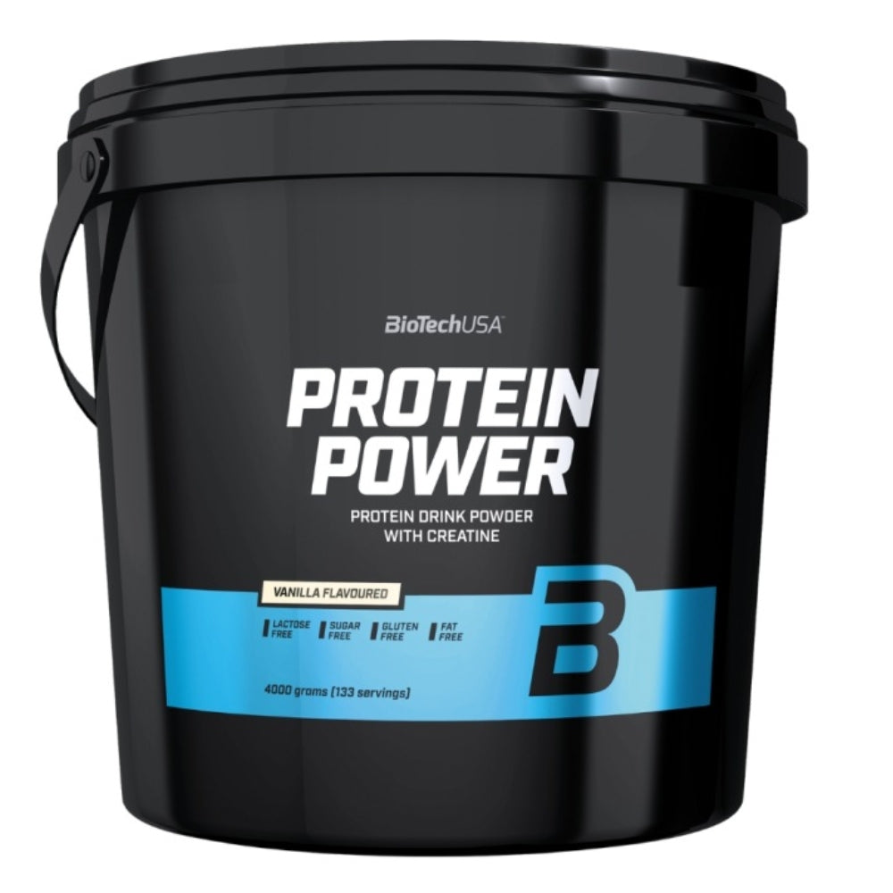 BIOTECH PROTEIN POWER 4000g PROTEIN SUPPLEMENT MUSCLE MASS ENERGY AND STRENGTH Expiration date at least six months from the date of purchase