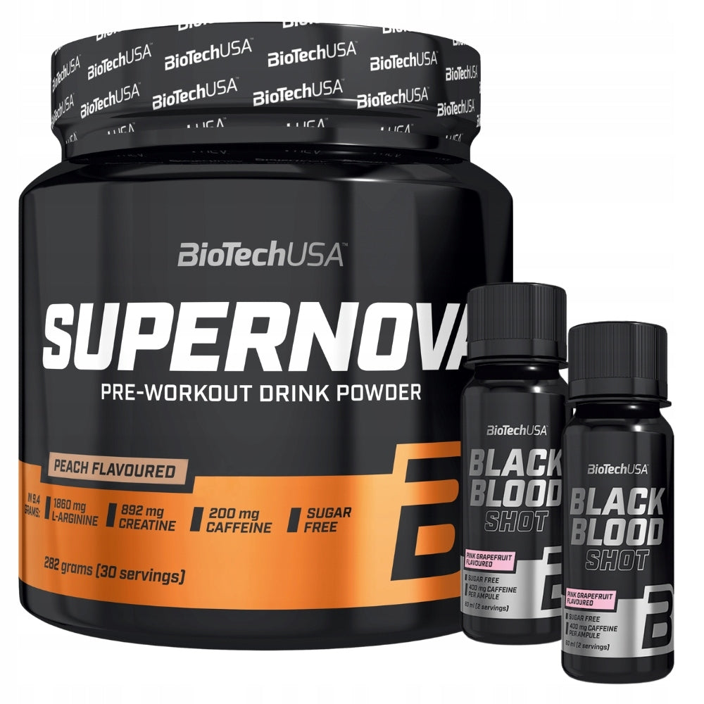 BIOTECH SUPERNOVA 282 g PRE-WORKOUT + BIOTECH BLACK BLOOD SHOT 60 ml Expiration date at least six months from the date of purchase