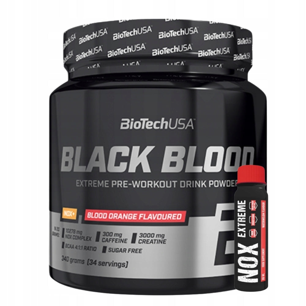 BIOTECH USA BLACK BLOOD NOX+ 340g PRE-WORKOUT + NOWmax NOX EXTREME Expiration date at least six months from the date of purchase