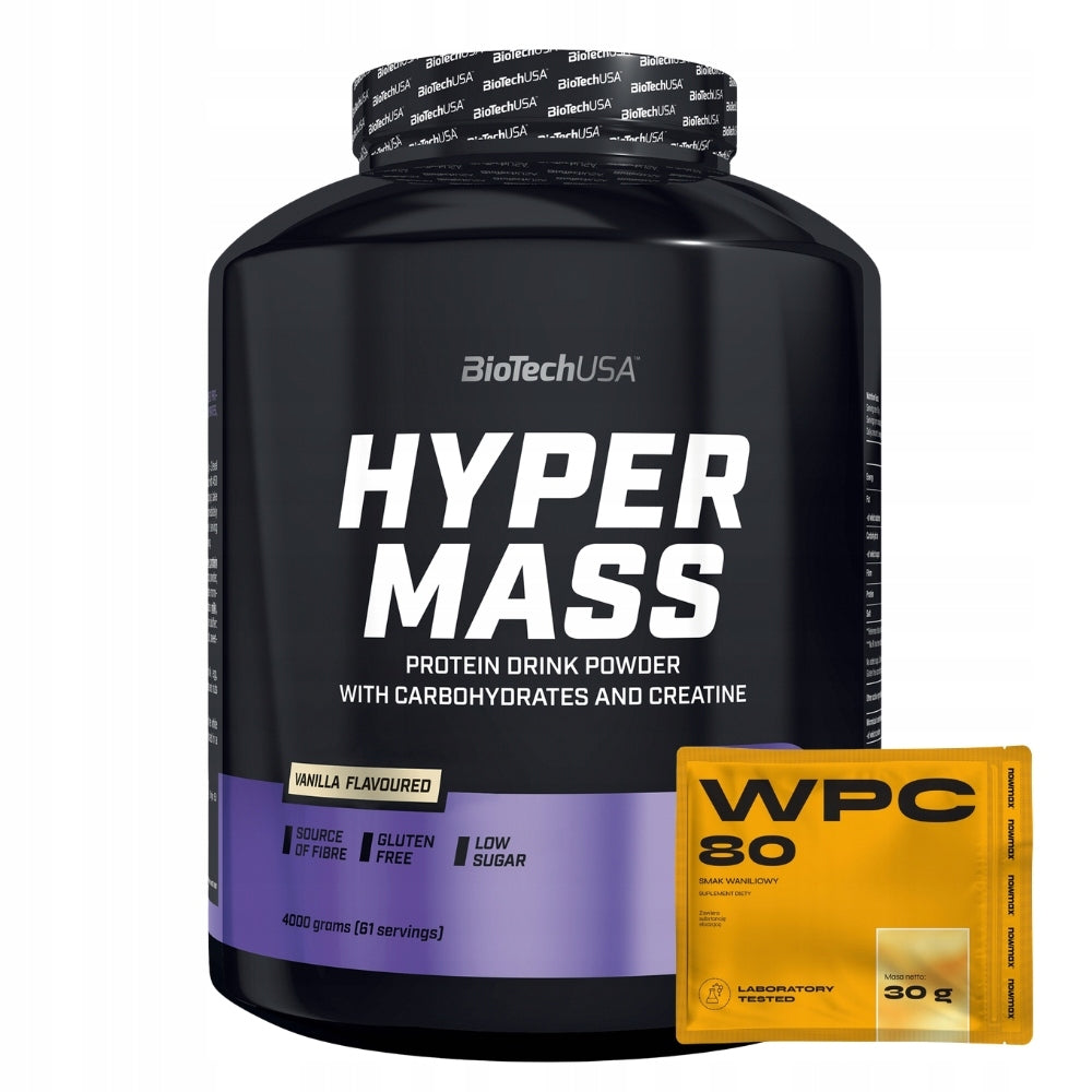 BIOTECH USA HYPER MASS 4000 g GAINER FOR MASS STRENGTH + NOWmax WPC 30 g Expiration date at least six months from the date of purchase