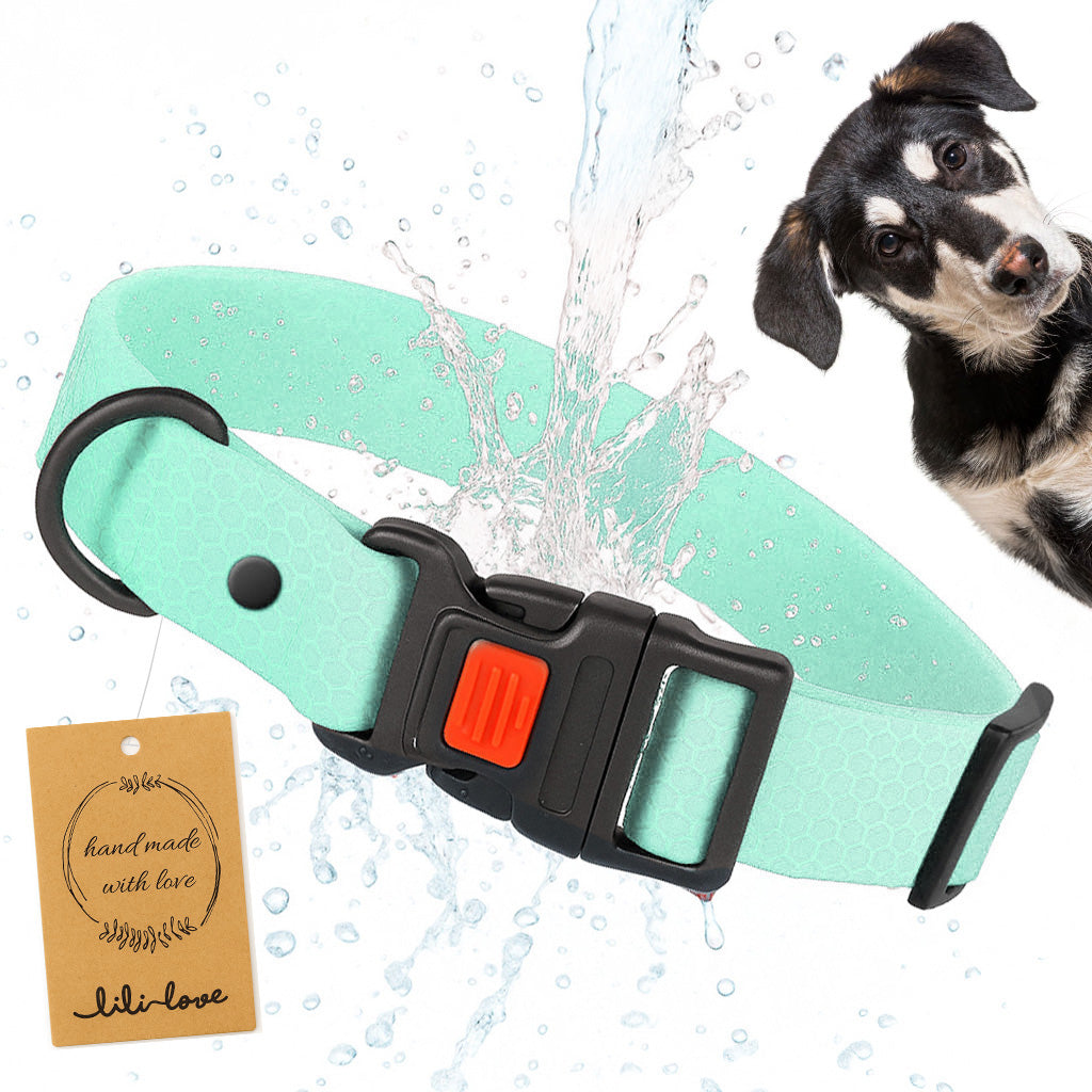 BIOTHANE DOG COLLAR SOLID STRONG PVC ADJUSTABLE WATERPROOF 38-56cm L