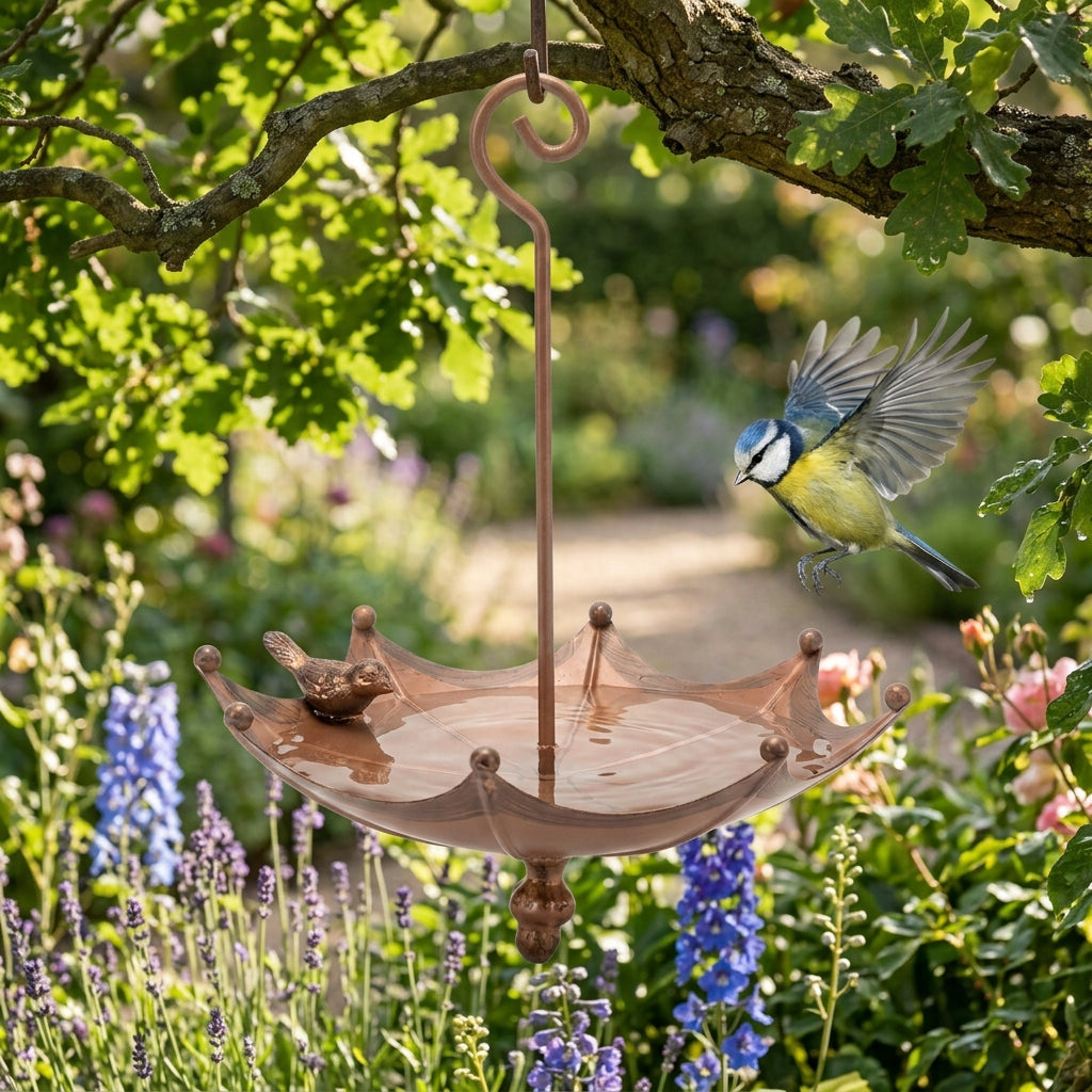 BIRD DRINKER HANGING GARDEN FEEDER DECORATIVE BATH POOL Packaging status original