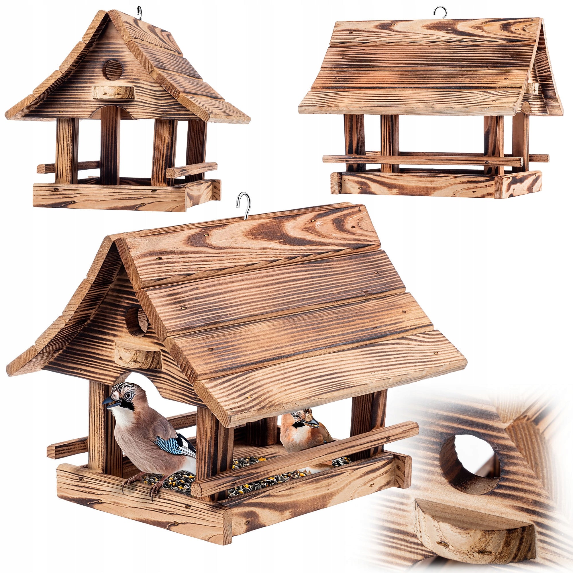BIRD FEEDER LARGE PREMIUM COTTAGE TANNED WOODEN COTTAGE BOOTH GIFT