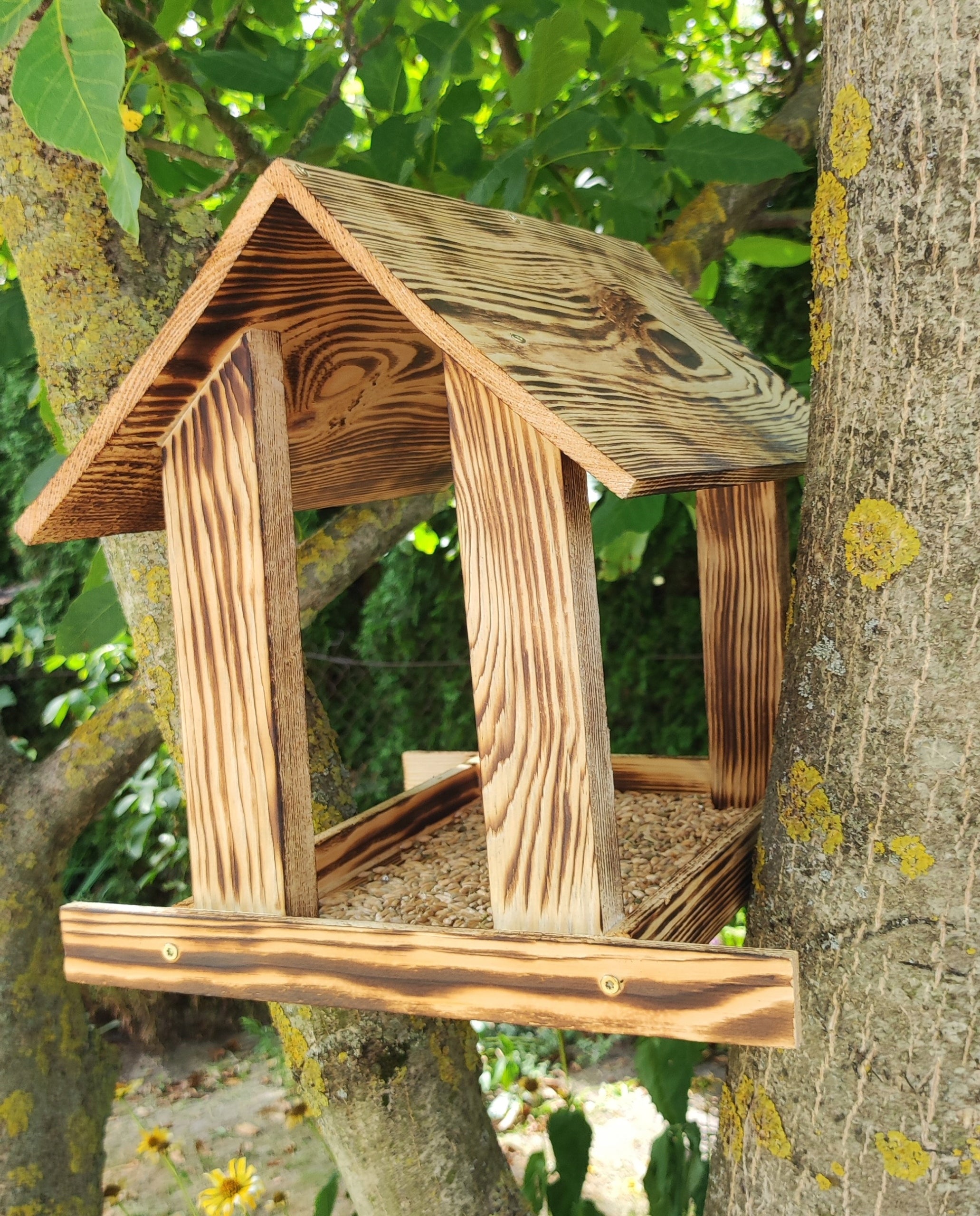 BIRD FEEDER WOODEN TAN TWISTED XXL LARGE Product height 30 cm