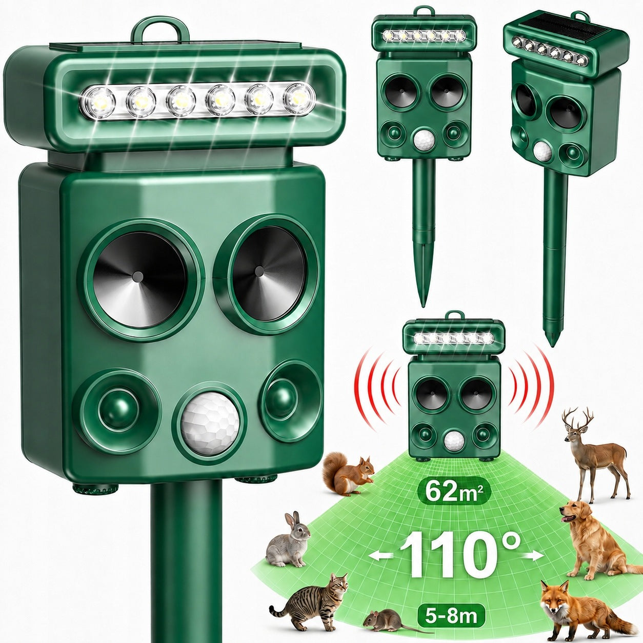 BIRD REPELLENT CAT ANIMALS WILD BOAR SOLAR FOR MOTION SENSOR