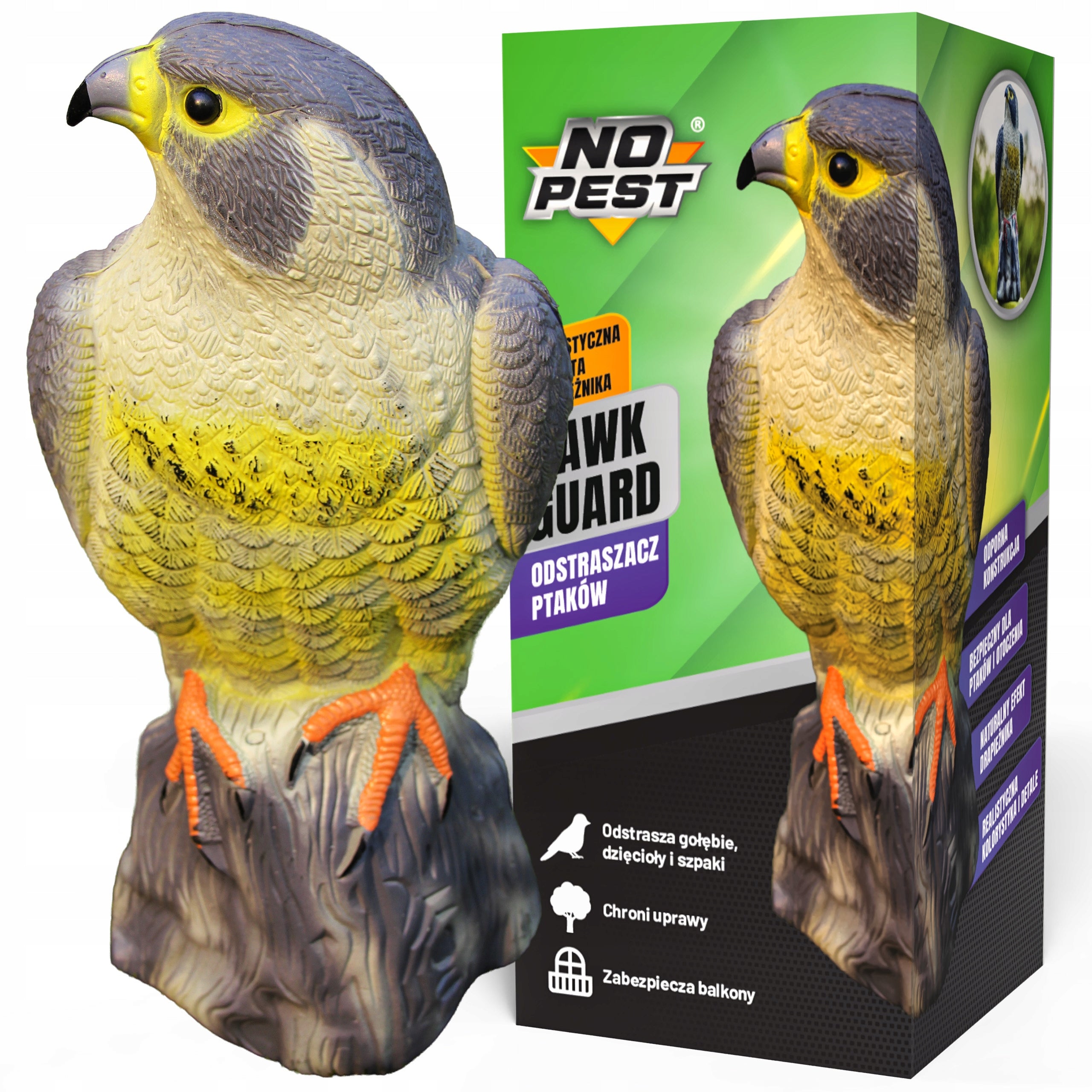 BIRD REPELLENT FALCON HAWK MOCK-UP FOR BIRDS WOODPECKERS SPARROWS NO PEST