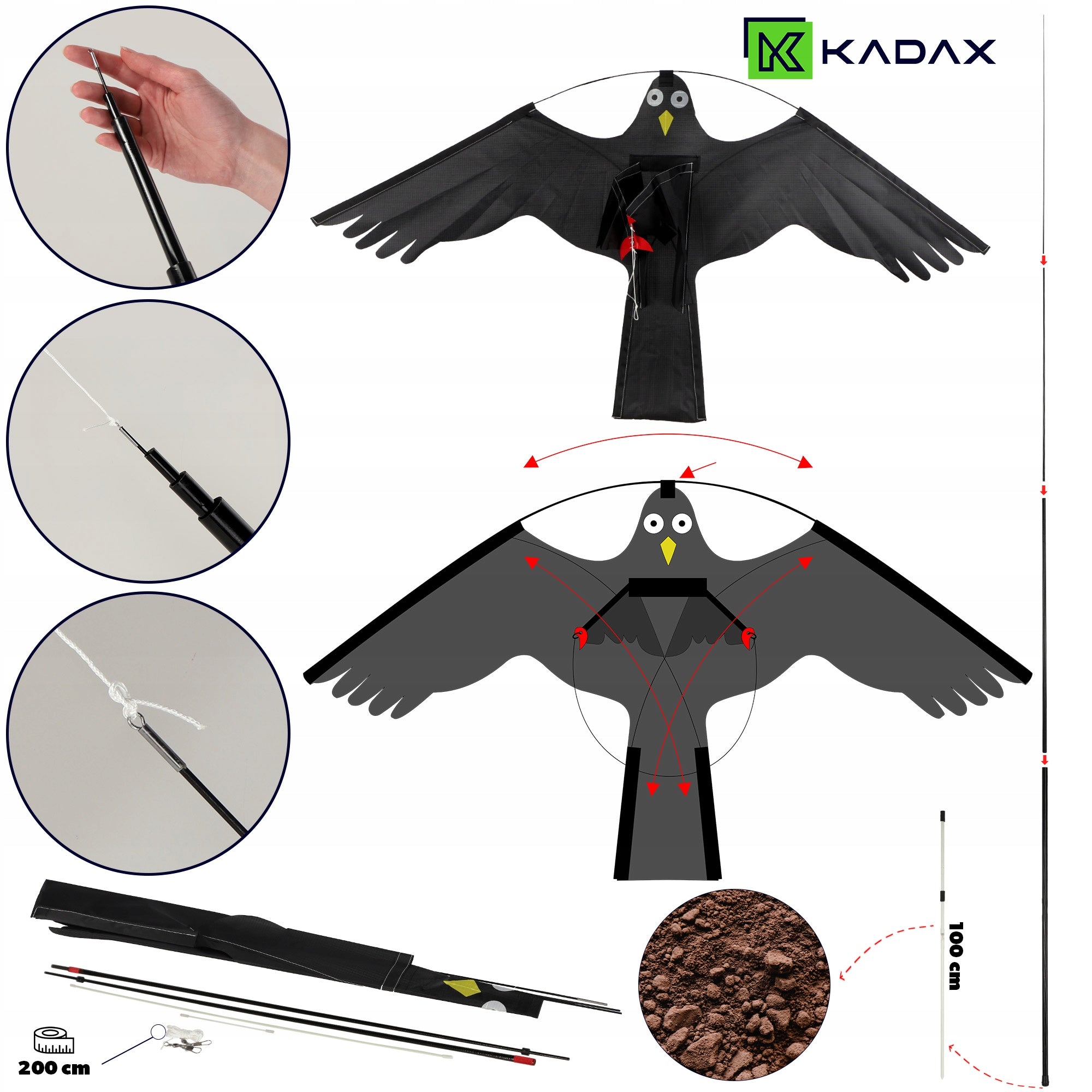 BIRD REPELLENT PIGEON STARLING FALCON HAWK IN FLIGHT KITE LARGE Batteries included no