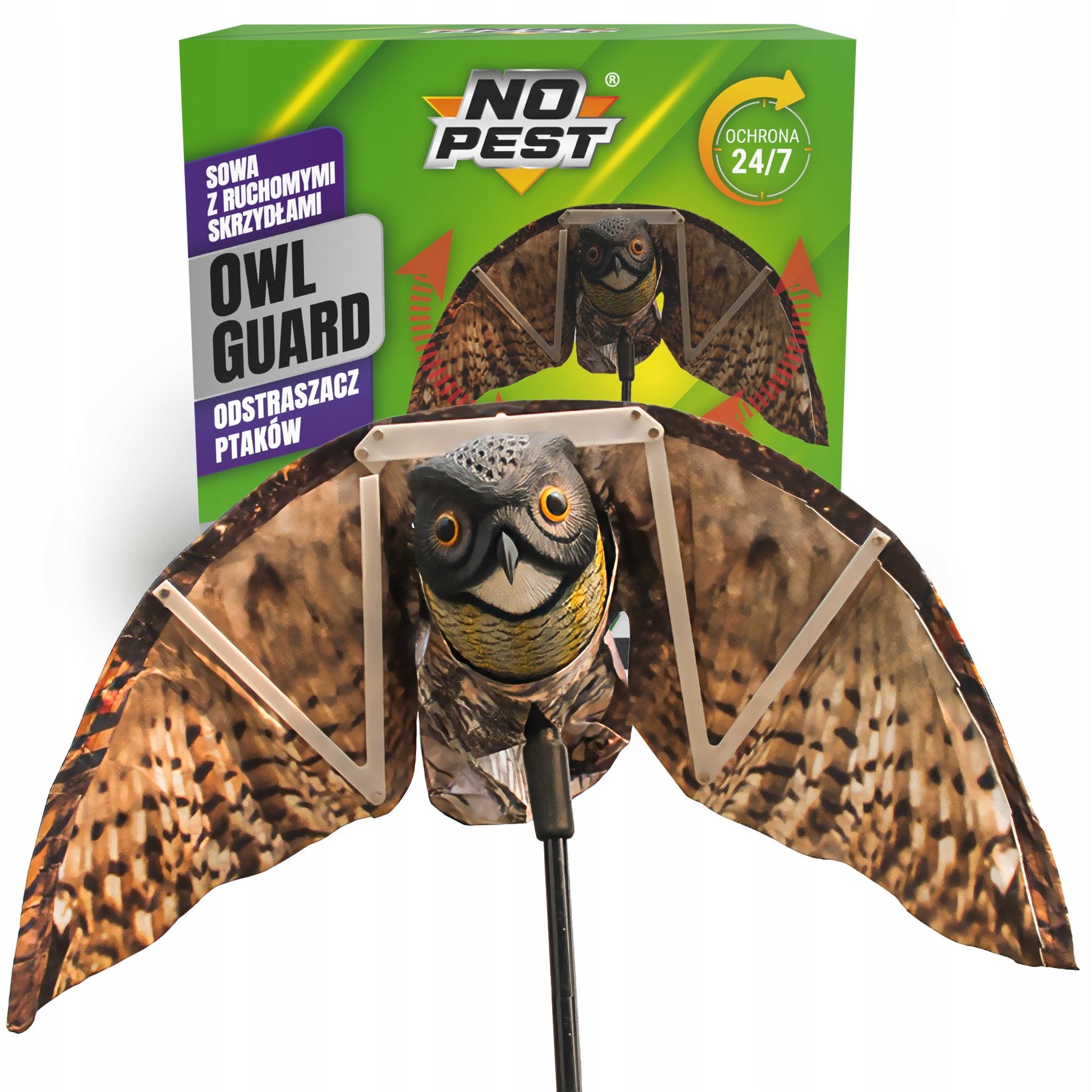 BIRD REPELLENT PIGEON STARLINGS SEAGULL OWL WITH MOVABLE WINGS NO PEST Packaging status original