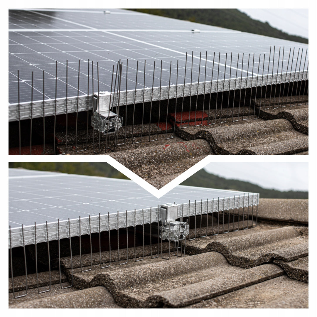 BIRD SPIKES FOR PHOTOVOLTAIC PANELS 50CM PROTECTS AGAINST BIRDS HEIGHT 16CM Manufacturer code KOLCE PRZECIW GOŁĘBIOM  PANELE SOLARNE 16 cm