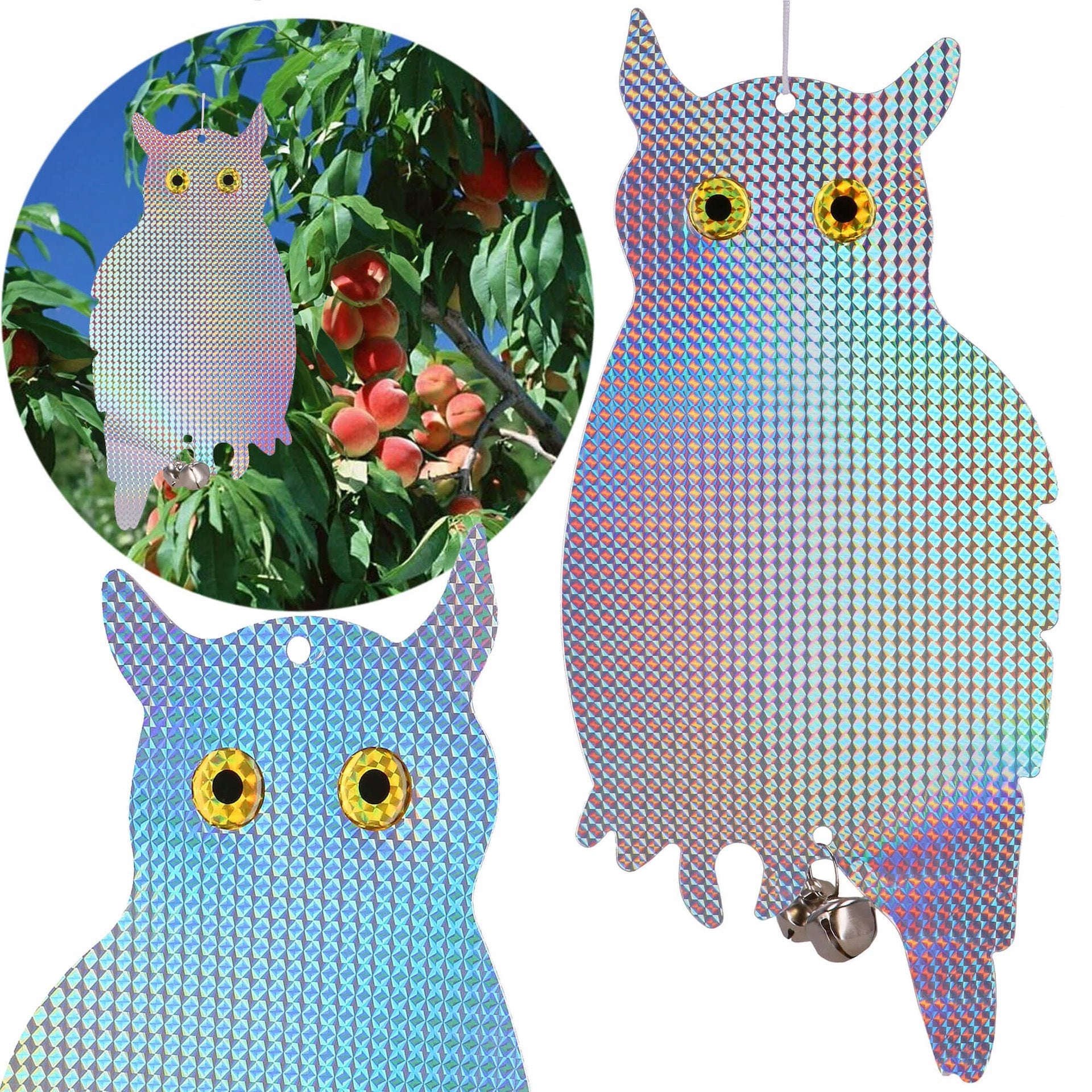BIRD STARLING PIGEON REPELLENT REFLECTIVE OWL HANGING HOLOGRAM FOR BIRDS