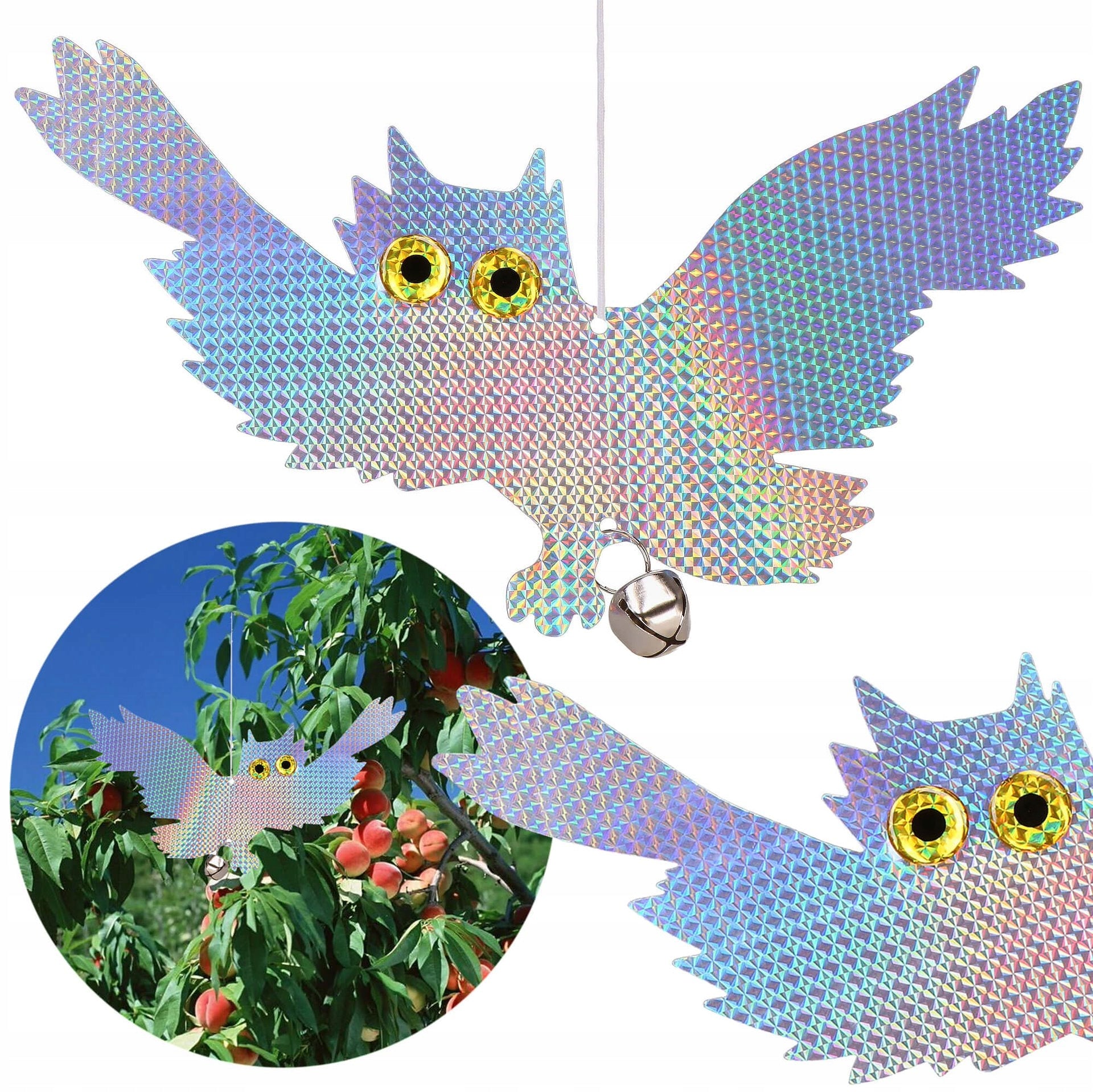 BIRD STARLING PIGEON REPELLENT REFLECTIVE OWL HANGING HOLOGRAM