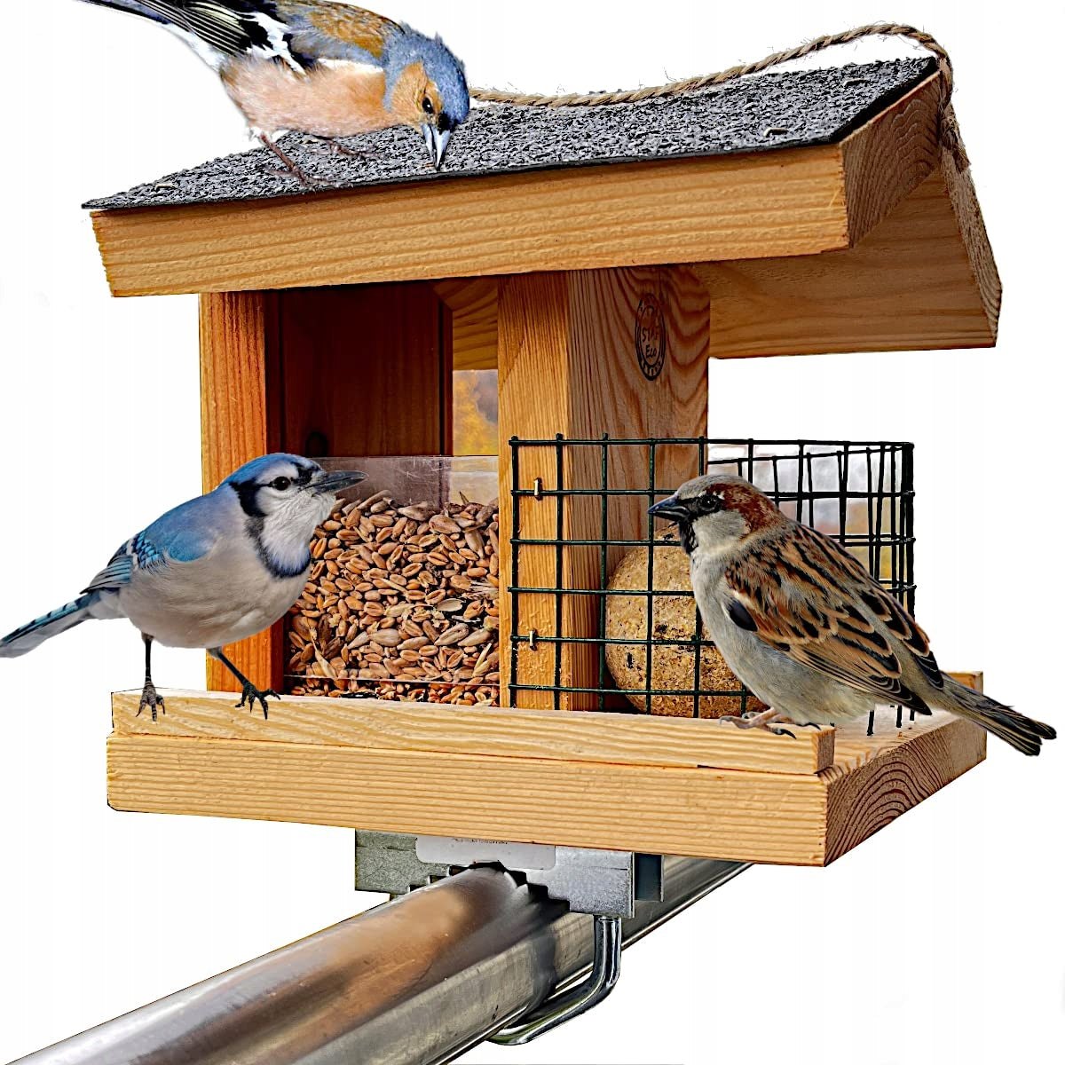 BIRDHOUSE BALCONY FEEDER LARGE WOODEN FOR WINTER FOR BARRIER 20 CM Manufacturer code STAFECO