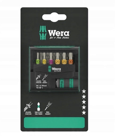 BIT-CHECK SET 12 WOOD TX HF 1 SB, 12CZ 05073641001 WERA