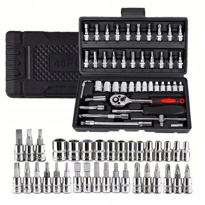 BIT SOCKET WRENCH SET RATCHET ADAPTERS SOCKET WRENCHES 46PCS Brand Renew Force