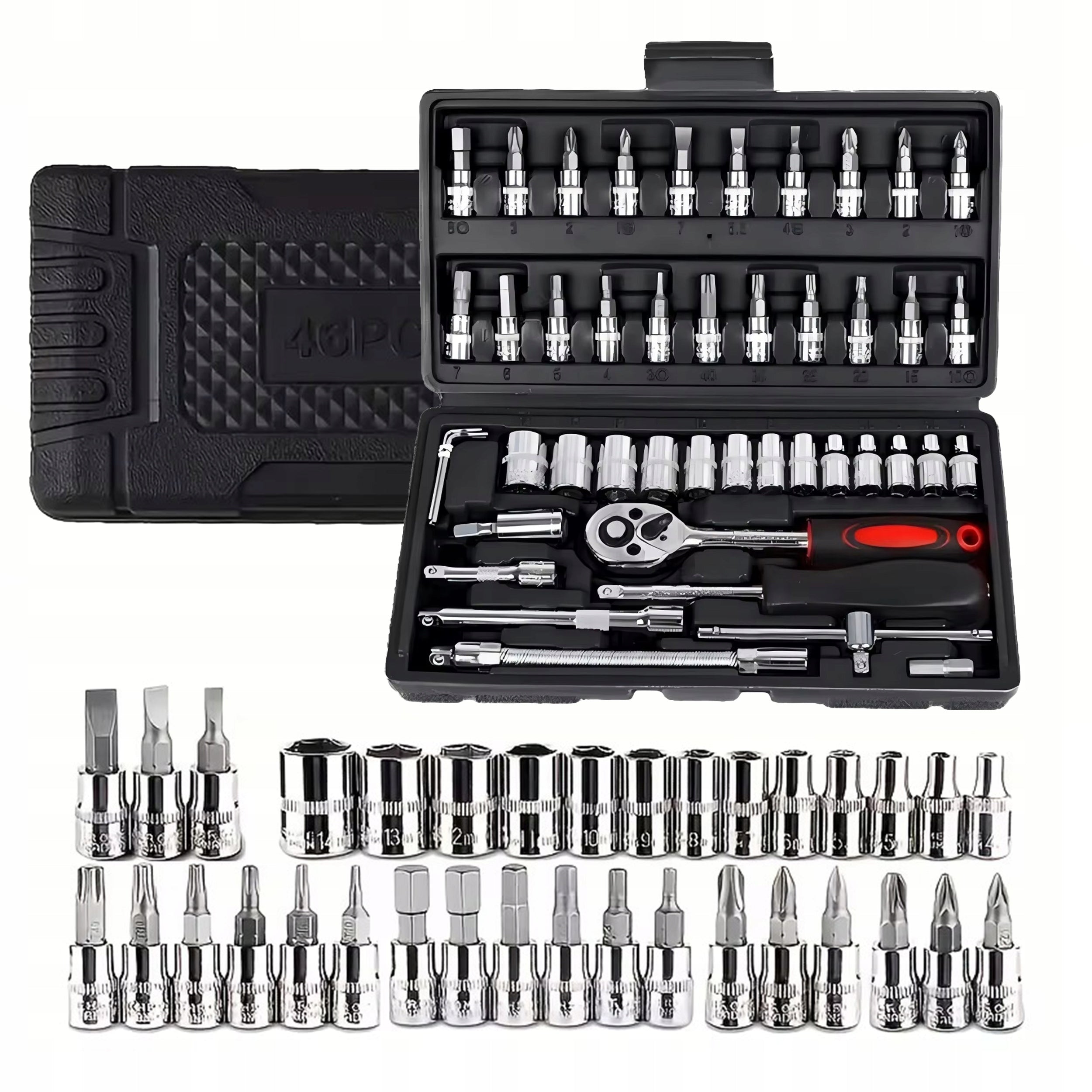 BIT SOCKET WRENCH SET RATCHET ADAPTERS SOCKET WRENCHES 47PCS Brand Renew Force