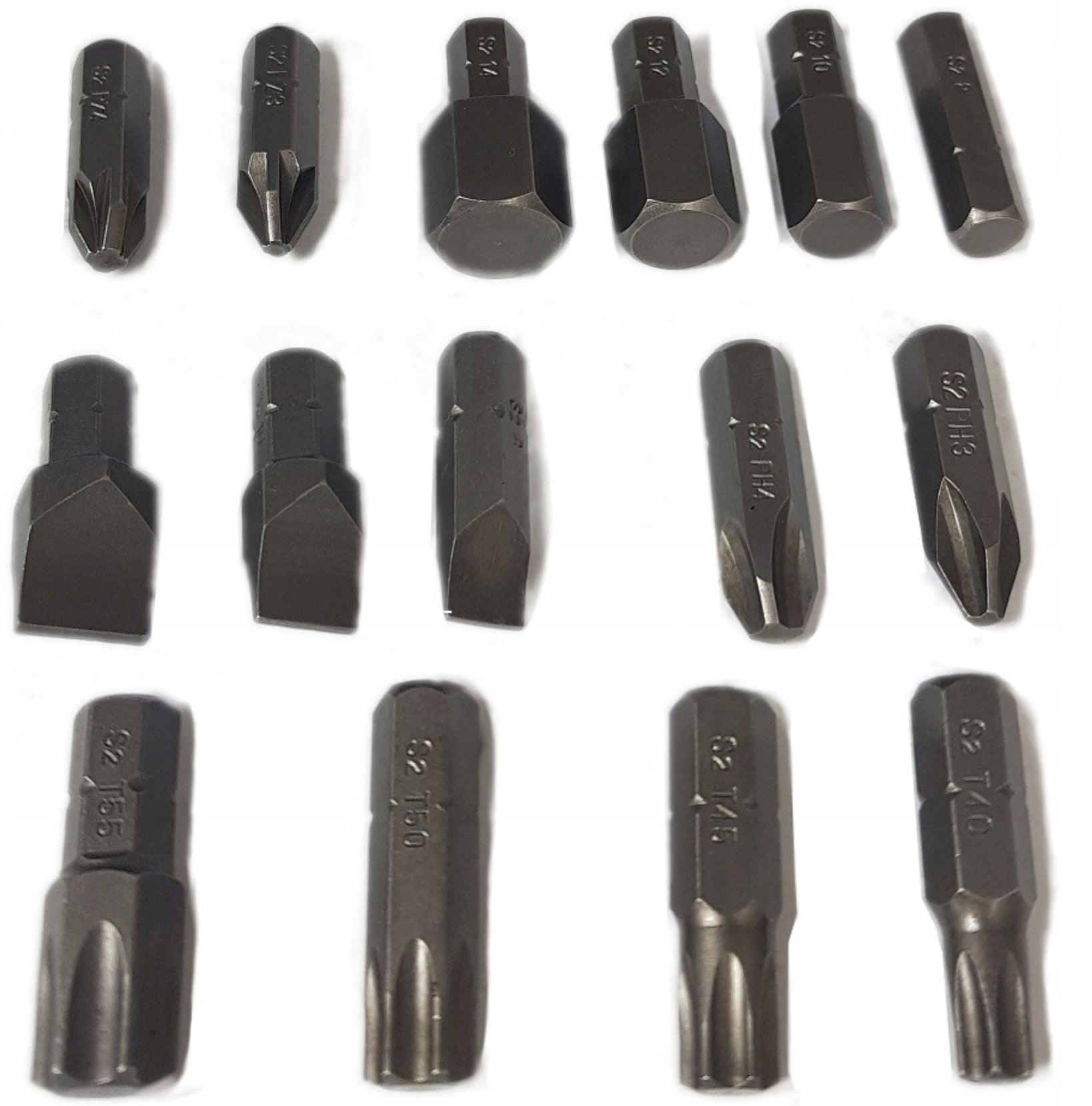 BITS 5/16 x 30MM TORX PZ PH SL HEX - SET OF 15 YATO YT-A00159