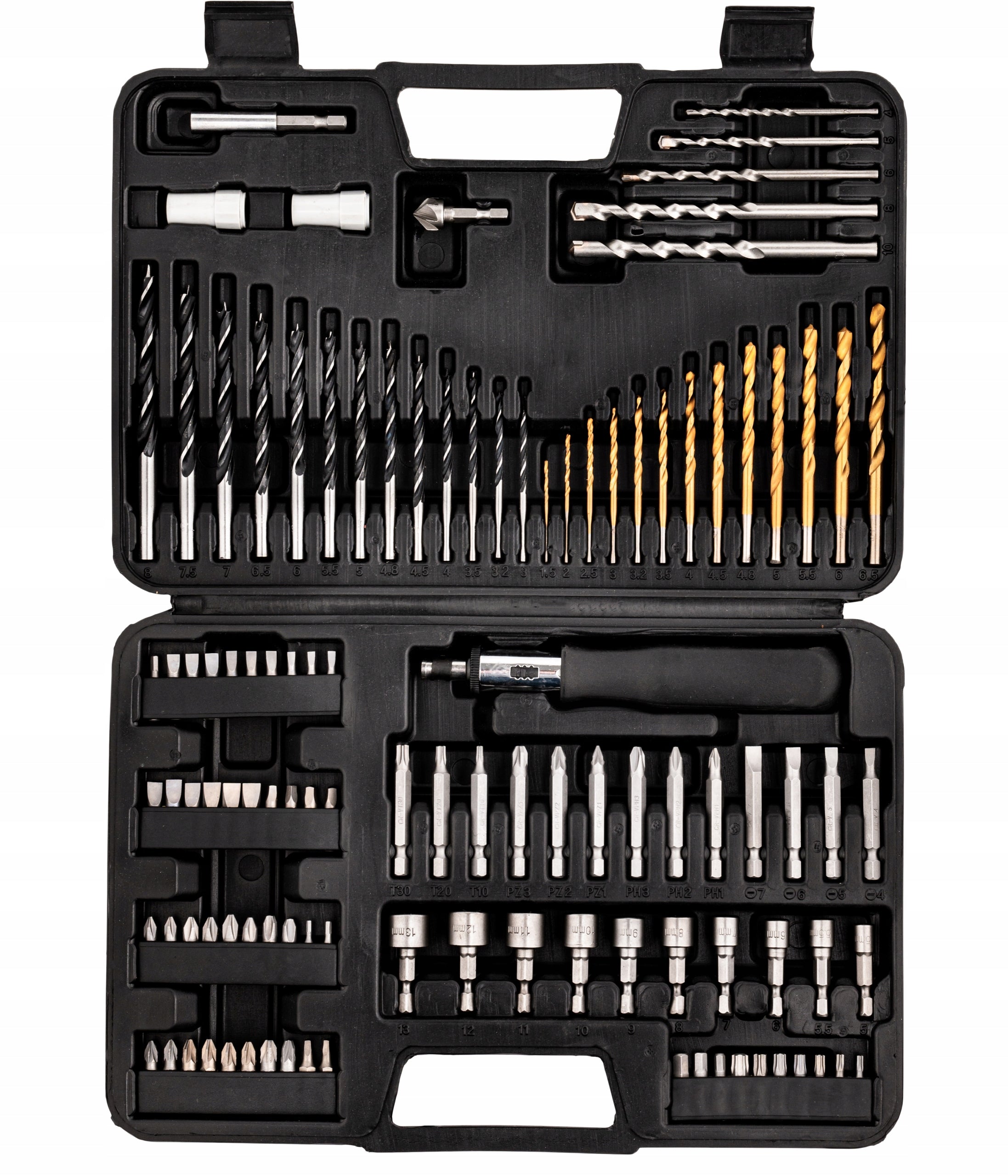 BITS DRILL BITS WOOD METAL CAPS DRILL BIT SET FOR SCREWDRIVER SUITCASE 109el Purpose for concrete for sheet metal for bricks for wood for stone for metal