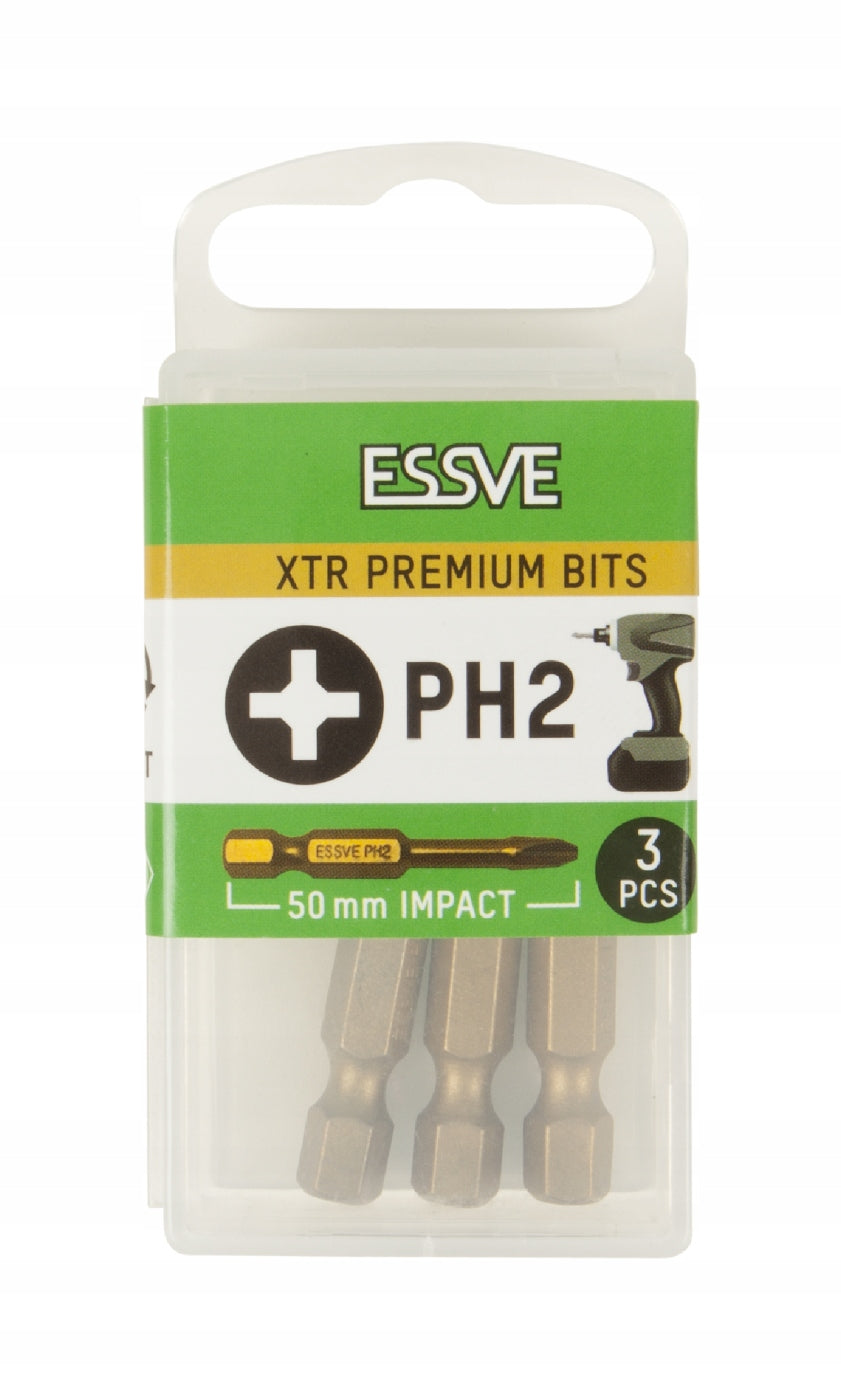 BITS ESSVE XTR PH2 50mm impact 3pcs. Manufacturer code 10000409