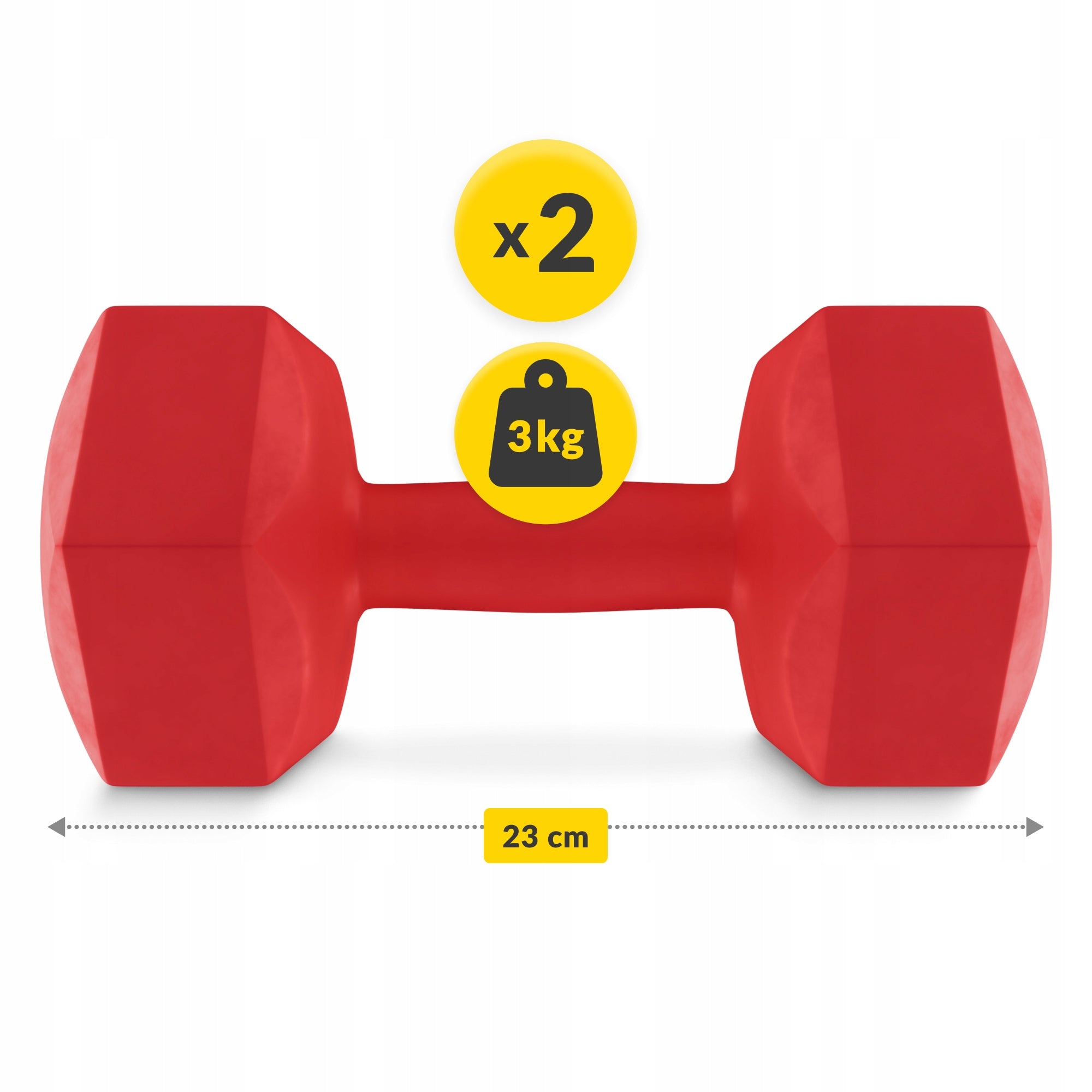 BITUMEN DUMBBELLS FITNESS EXERCISE SET GYM TRAINING 2x3kg Brand 4FIZJO