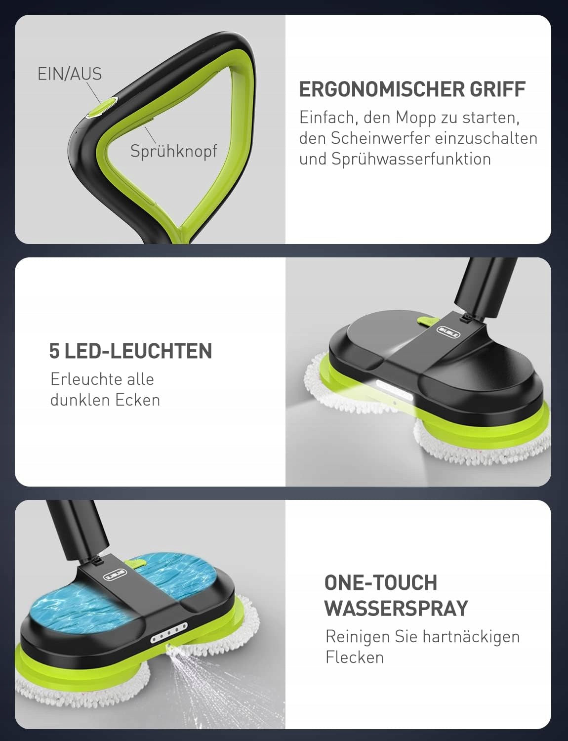 BIUBLE Electric Wireless Mop with Spray Function 300ML 3200mAh Manufacturer code B07