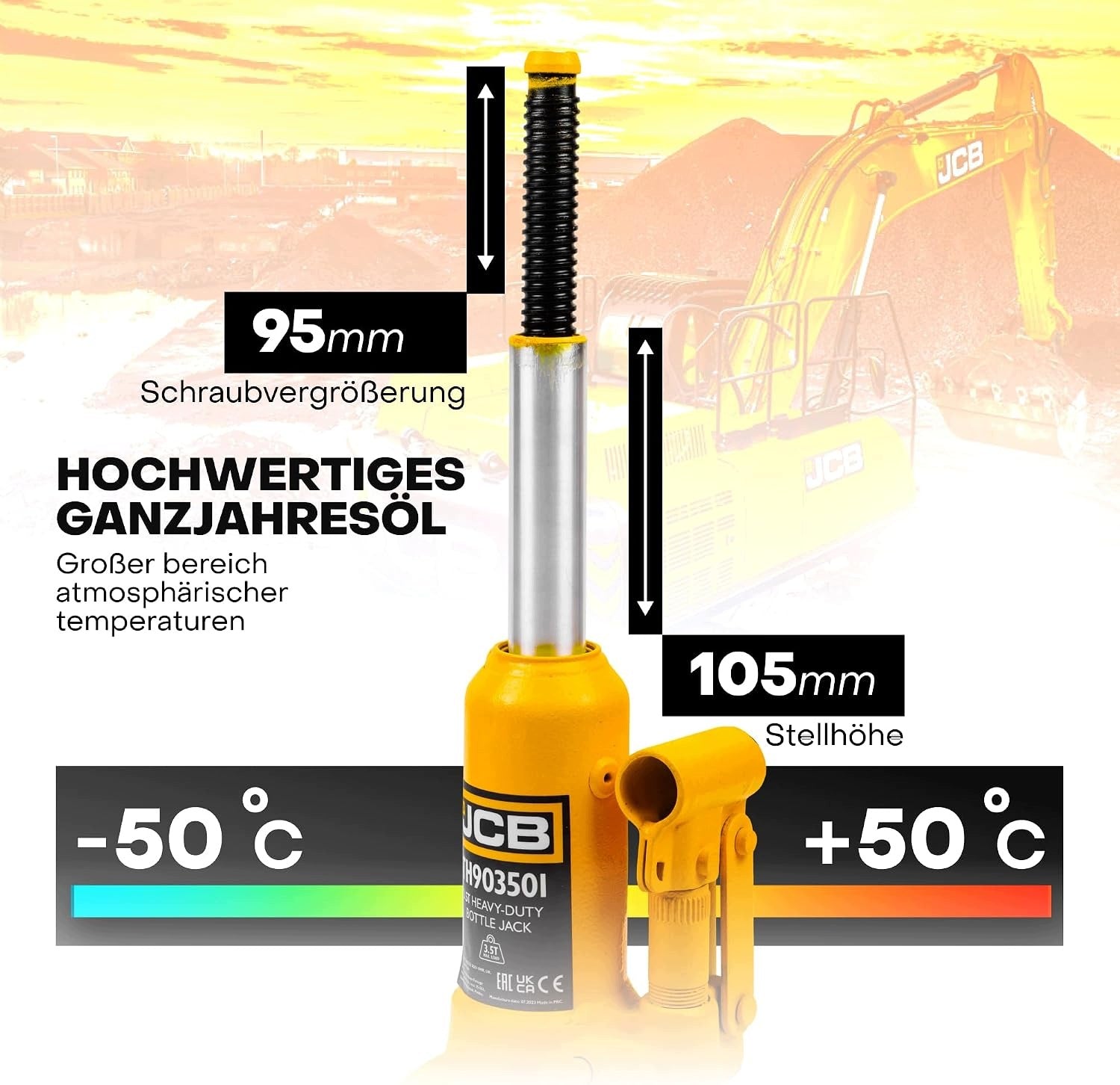 BJ686 Hydraulic Bollard Lift JCB 3.5T Bottle Minimum lifting height 372 mm