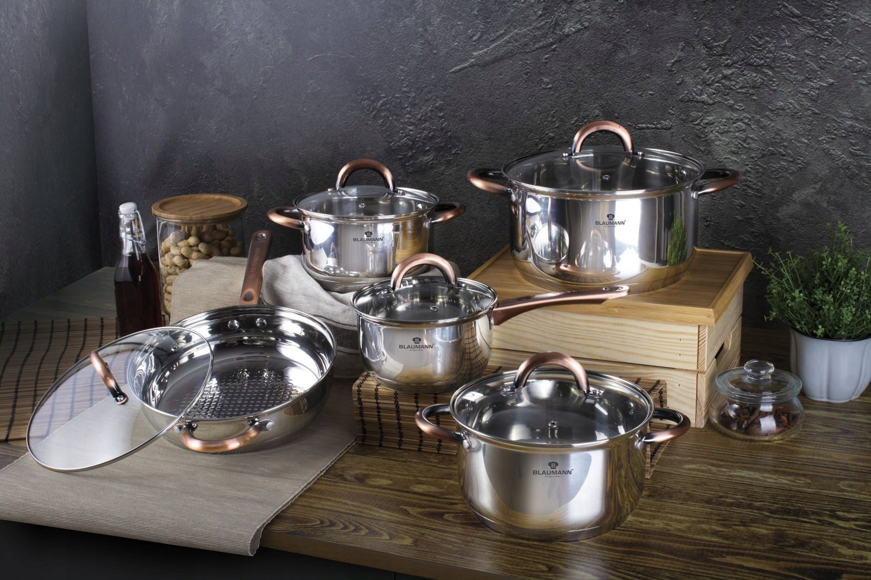 BL-3248 - Set of 8 pots Blaumann Stainless Steel Gourmet Line Manufacturer code BL-3248