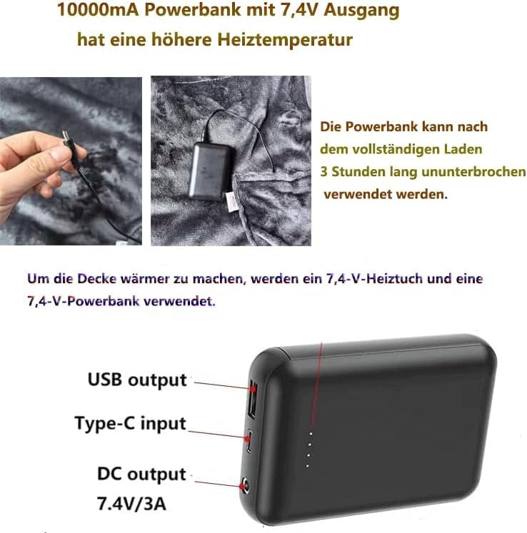 BL26 ZUSKYZU Wireless Electric Blanket with Powerbank 180 x 80 cm Manufacturer code B01NGZX5IU