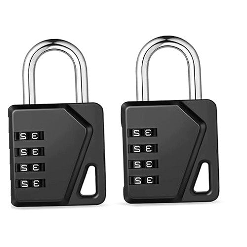 BLACK 4 DIGIT COMBINATION PADLOCK FOR SCHOOL CABINET 2 PIECES STEEL