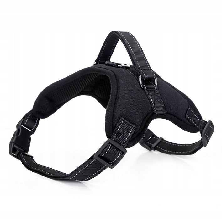 BLACK ADJUSTABLE DOG WALKING HARNESS BREATHABLE HANDLE SIZE M Brand no brand