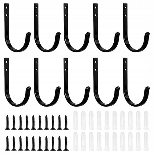 BLACK ALUMINUM WALL HANGERS FOR TOWEL CLOTHES 10 PCS STEEL