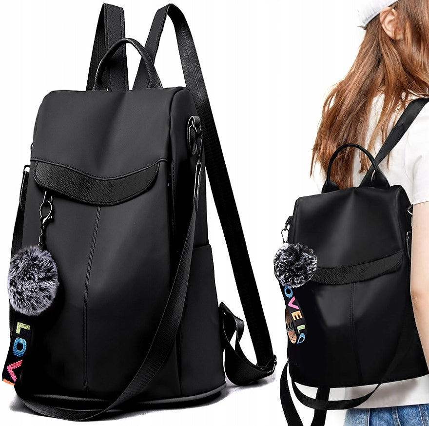 BLACK BACKPACK CAPACITY 2in1 BAG Waterproof Adjustable Straps 5 pockets