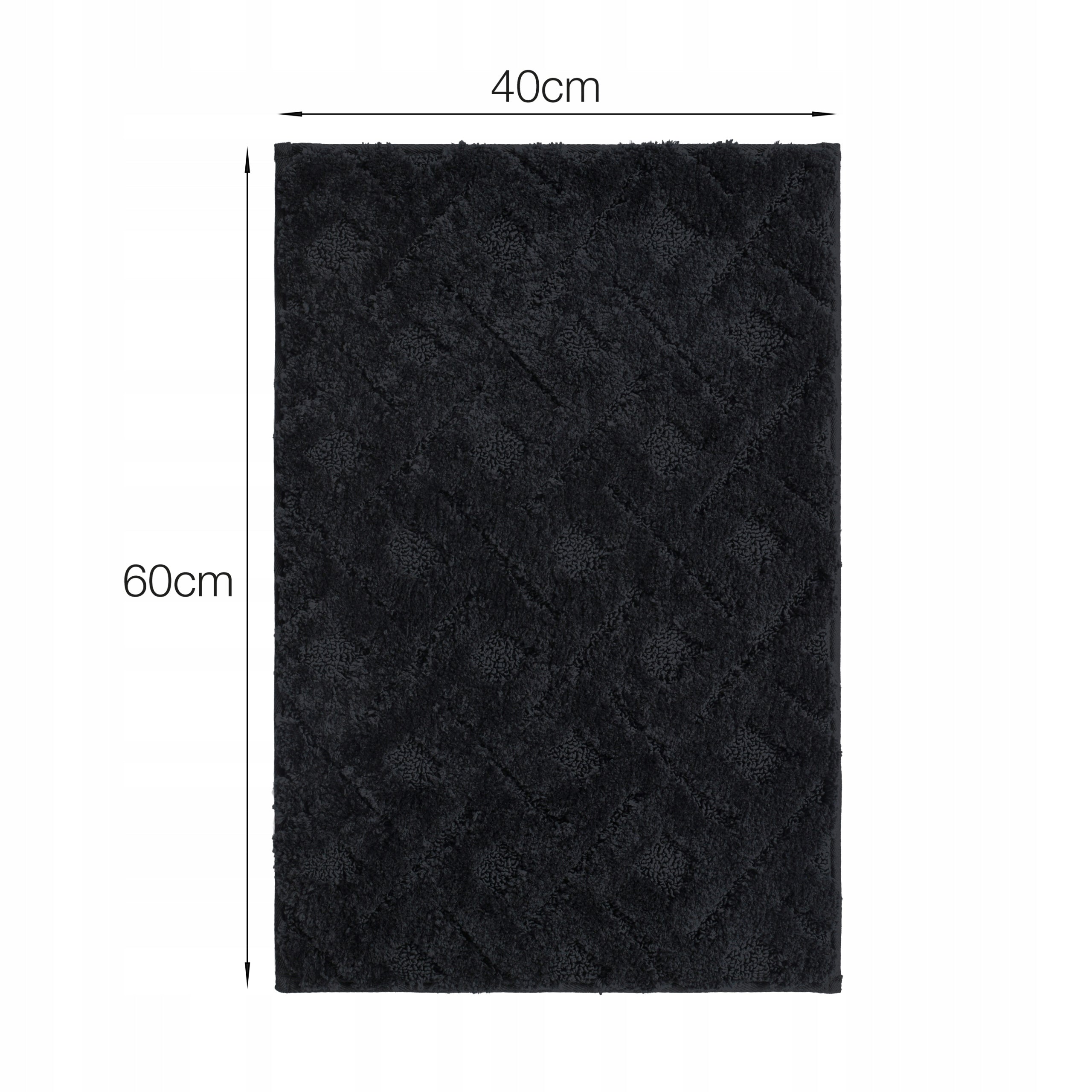 BLACK BATHROOM RUG NON-SLIP SOFT MICROFIBER ABSORBENT SOLID Length 60 cm