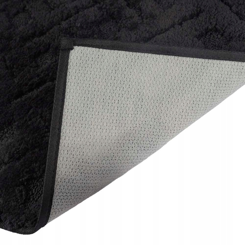 BLACK BATHROOM RUG NON-SLIP SOFT MICROFIBER ABSORBENT SOLID Shape rectangle