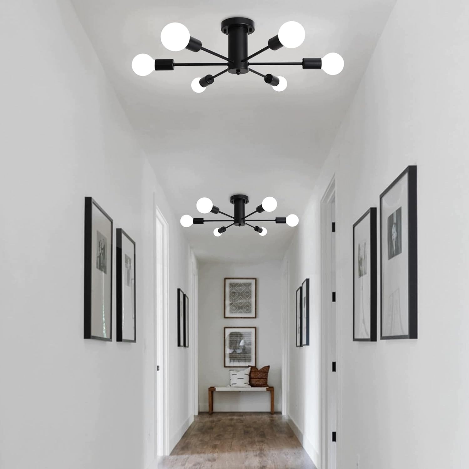 BLACK CEILING LAMP SPUTNIK 6 INDUSTRIAL LIGHTS FOR LIVING ROOM AND BEDROOM Packaging status original