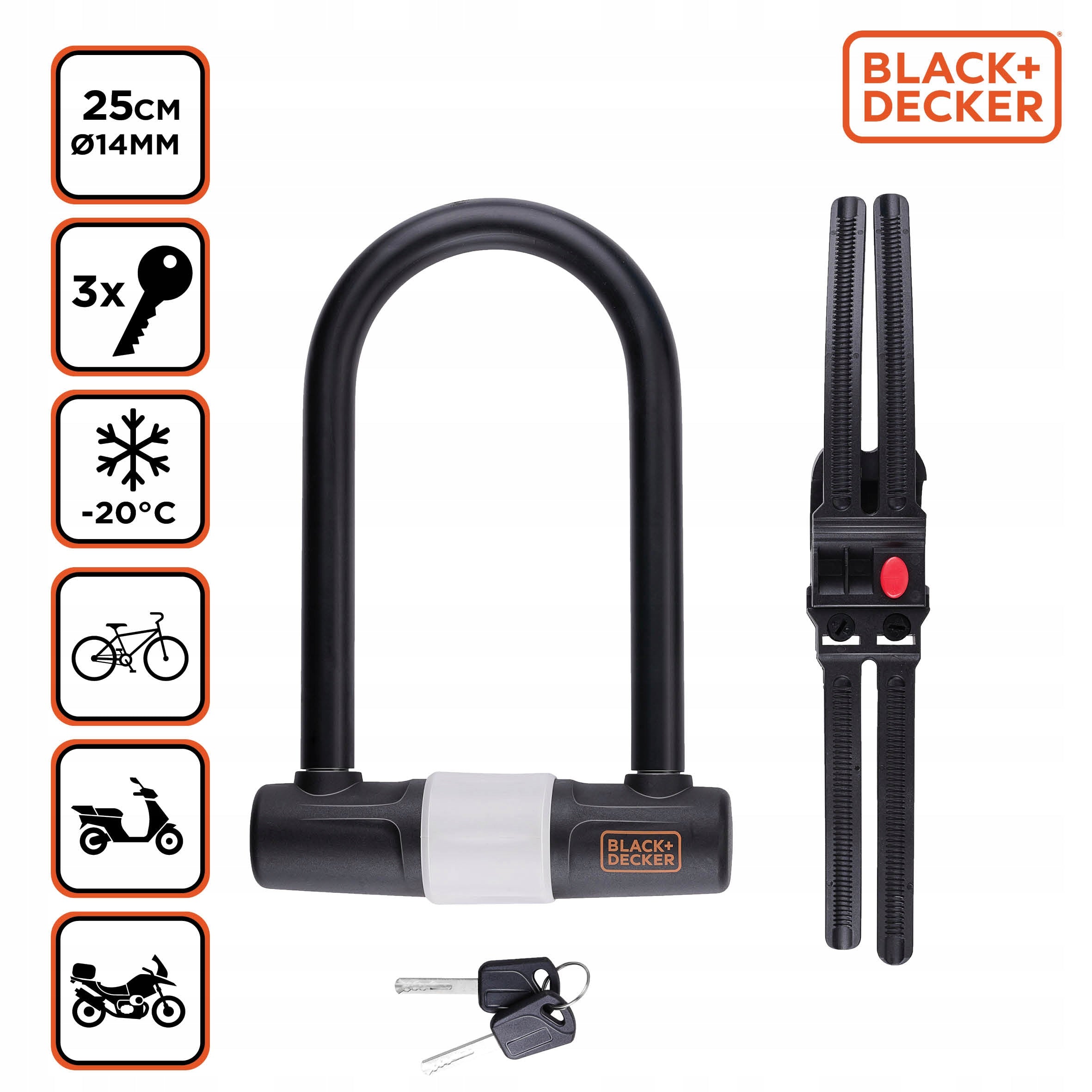 BLACK+DECKER bicycle protection BICYCLE LOCK U-LOCK 14 mm x 25 cm EAN (GTIN) 8711252233888