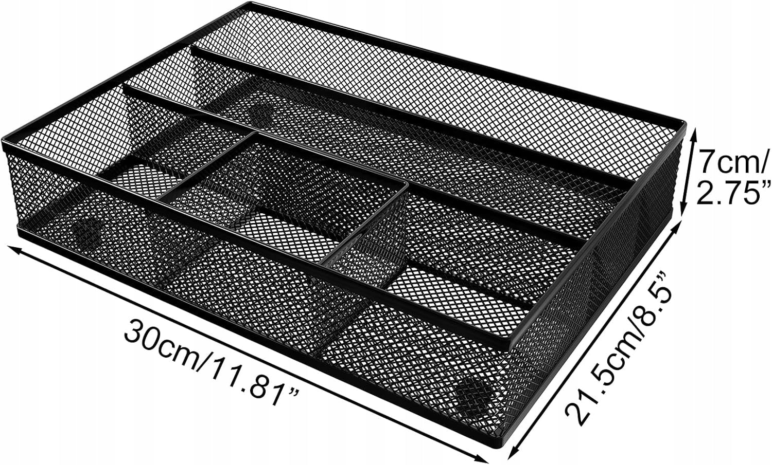 BLACK DRAWER DESK ORGANIZER WITH MESH 2 LONG BOXES Brand Stylowo