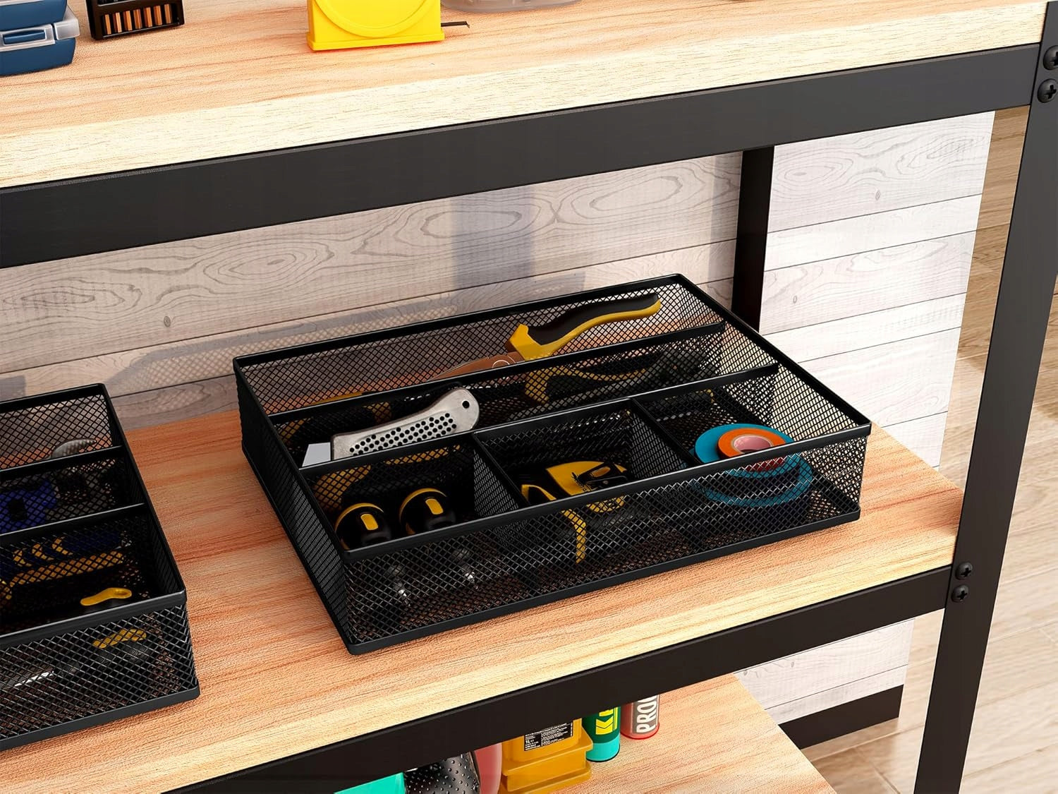 BLACK DRAWER DESK ORGANIZER WITH MESH 2 LONG BOXES EAN (GTIN) 098658908441