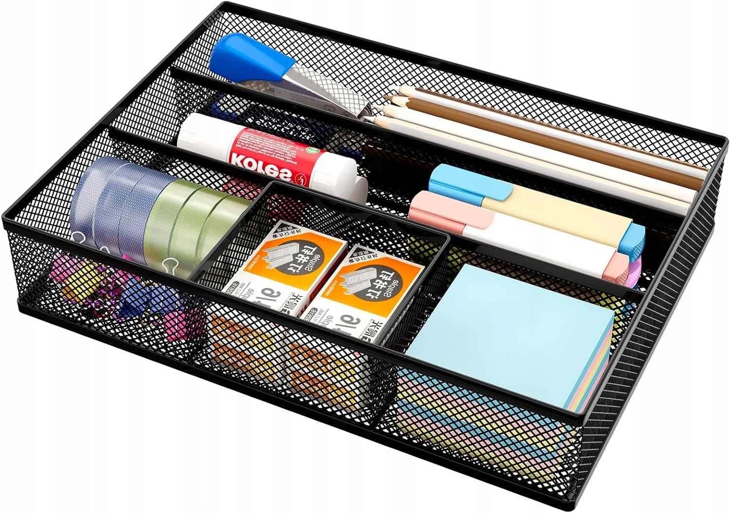 BLACK DRAWER DESK ORGANIZER WITH MESH 2 LONG BOXES