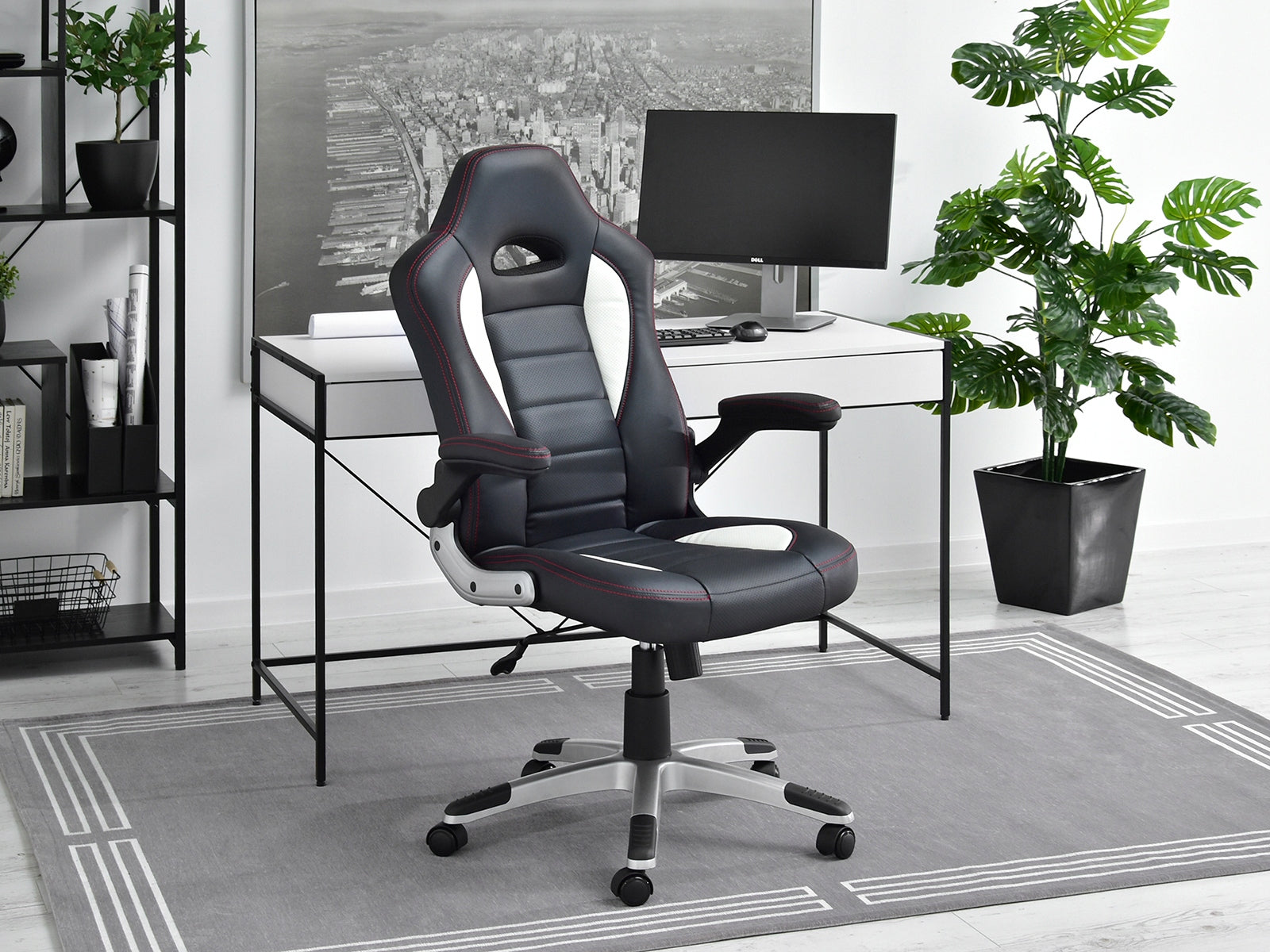 BLACK GAMING CHAIR WITH ADJUSTABLE RACER 3 REDLINE ECO LEATHER GOOD QUALITY Manufacturer code 5907698674283